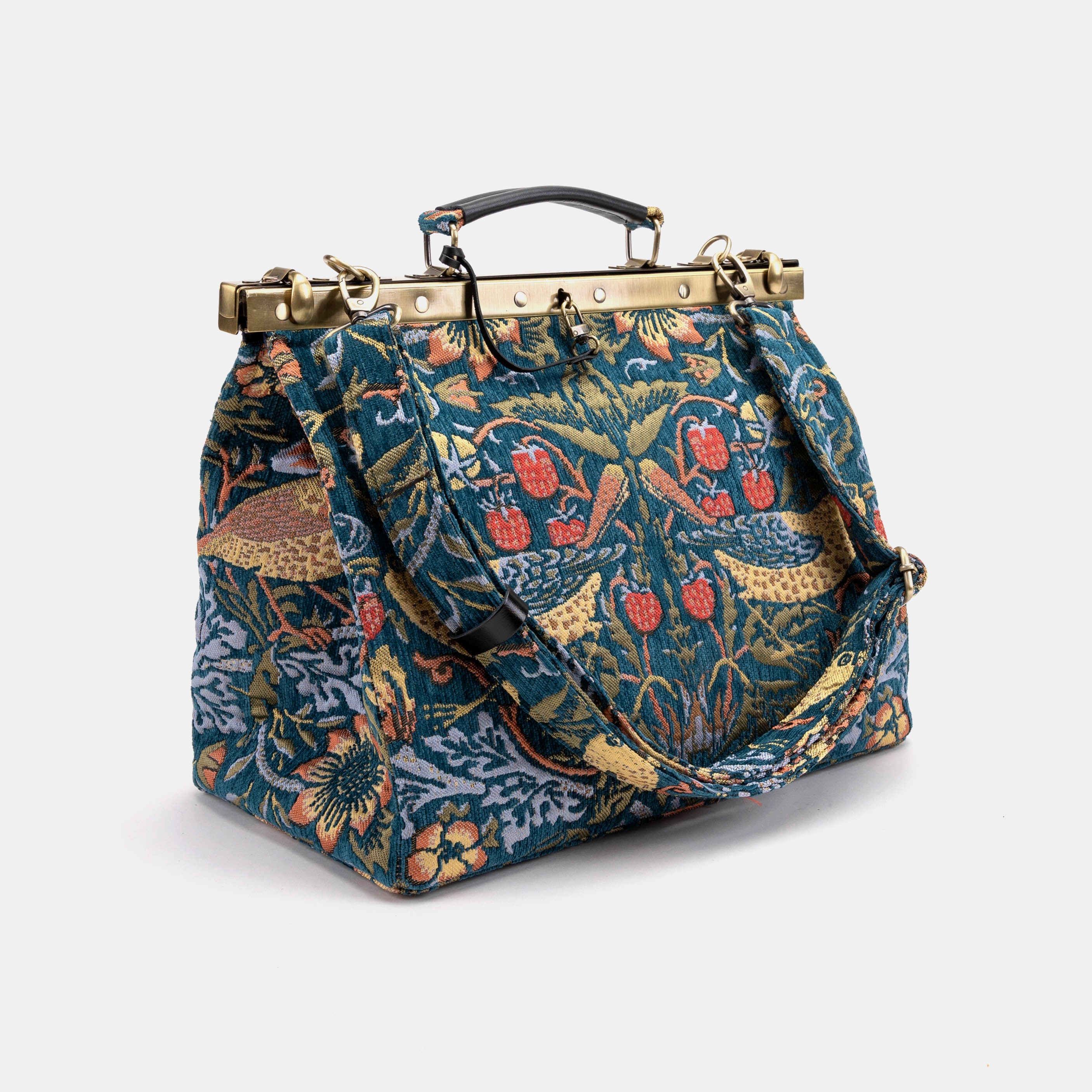 William Morris Strawberry Thief Celine Carpet Gladstone Bag of America with shoulder strap