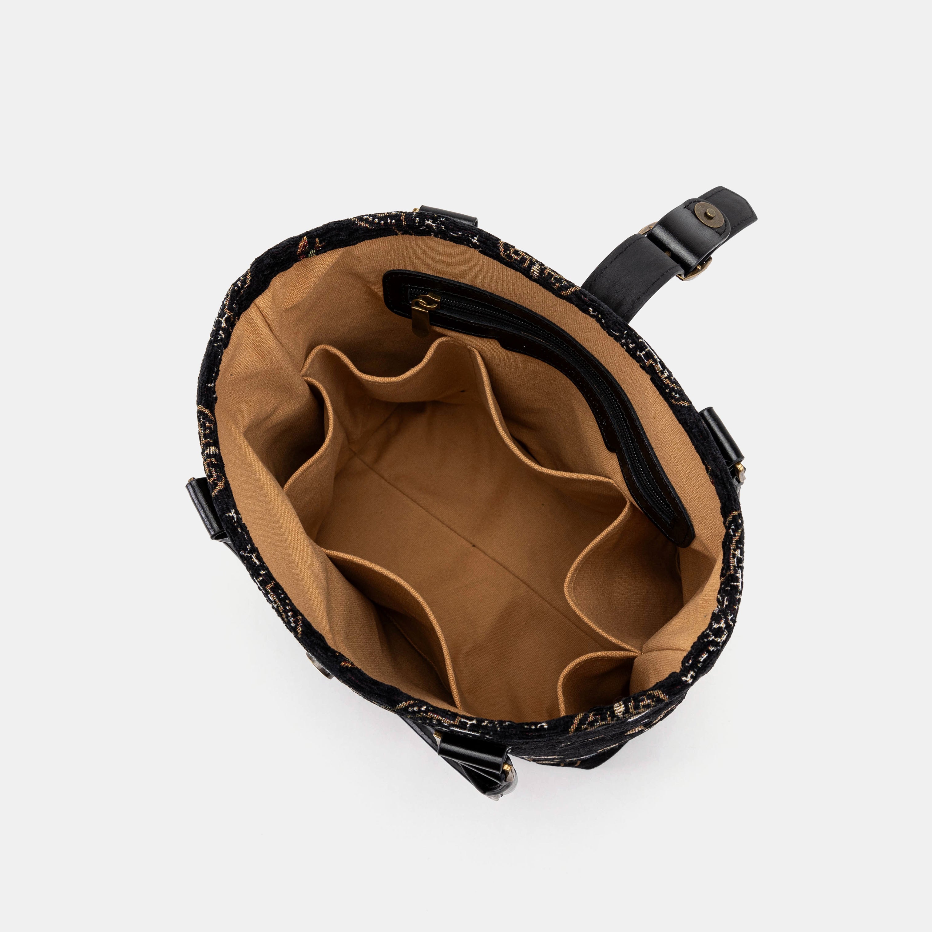 Floral Black Everyday Tote inside