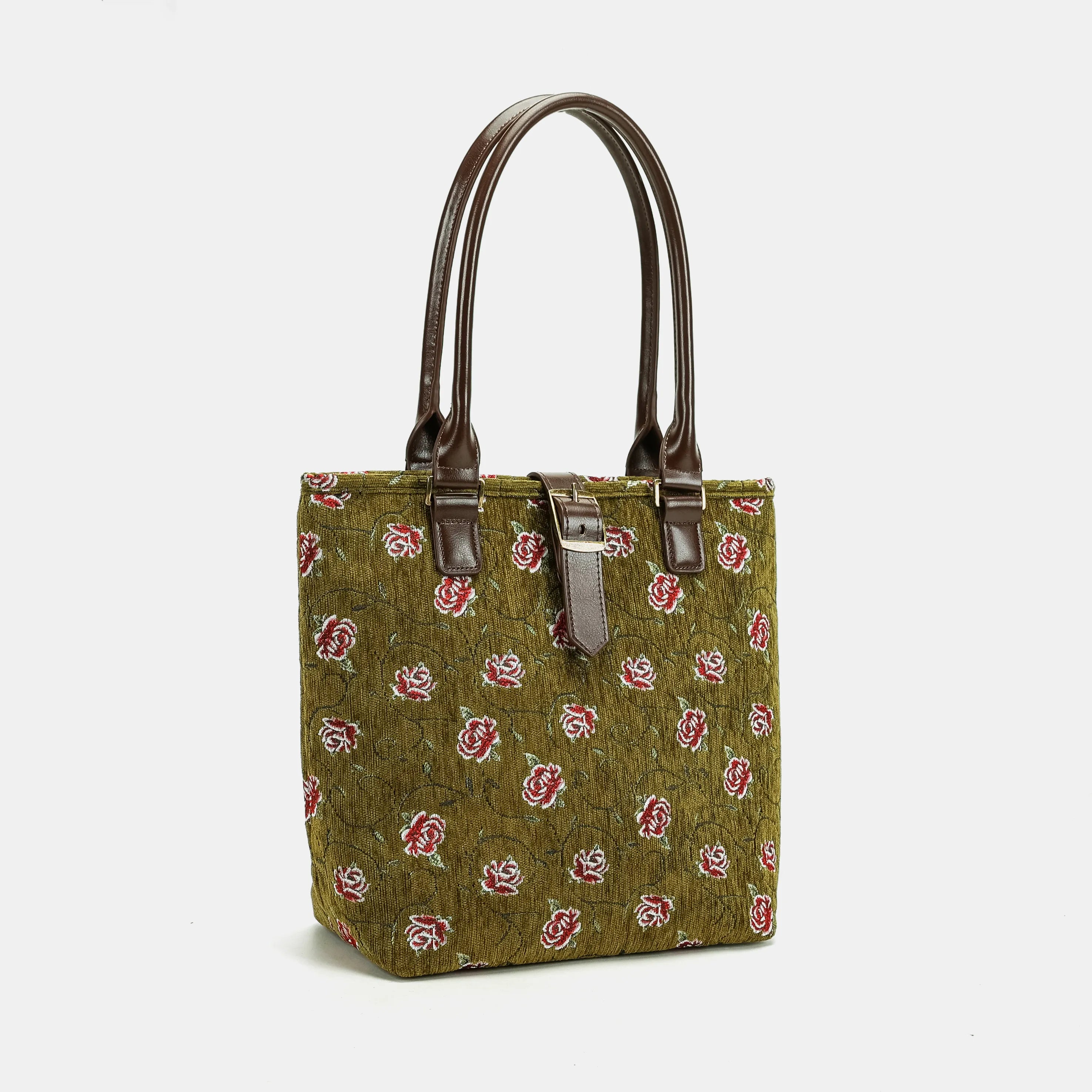 Climbing Rose Avocado Everyday Tote Bag front side