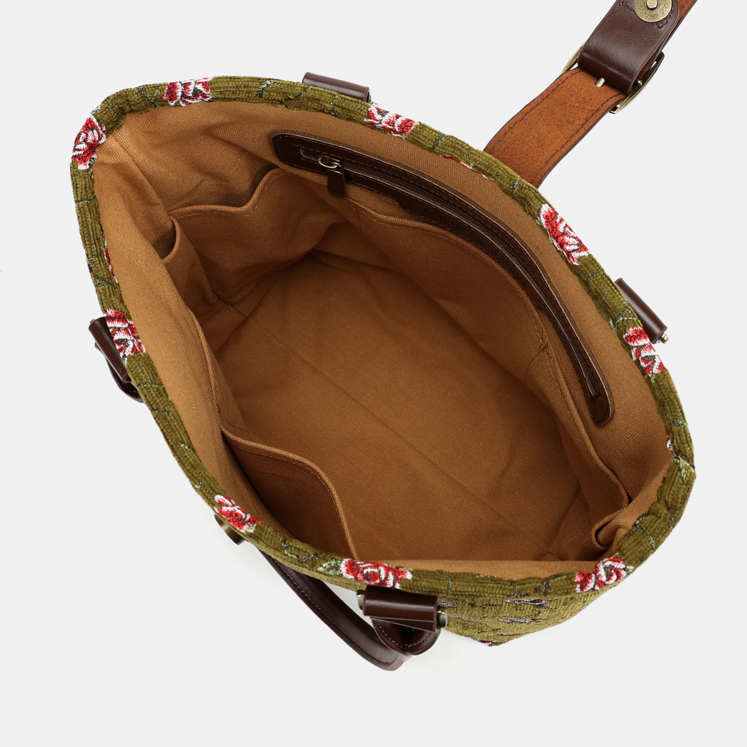 Climbing Rose Avocado Everyday Tote Bag inside