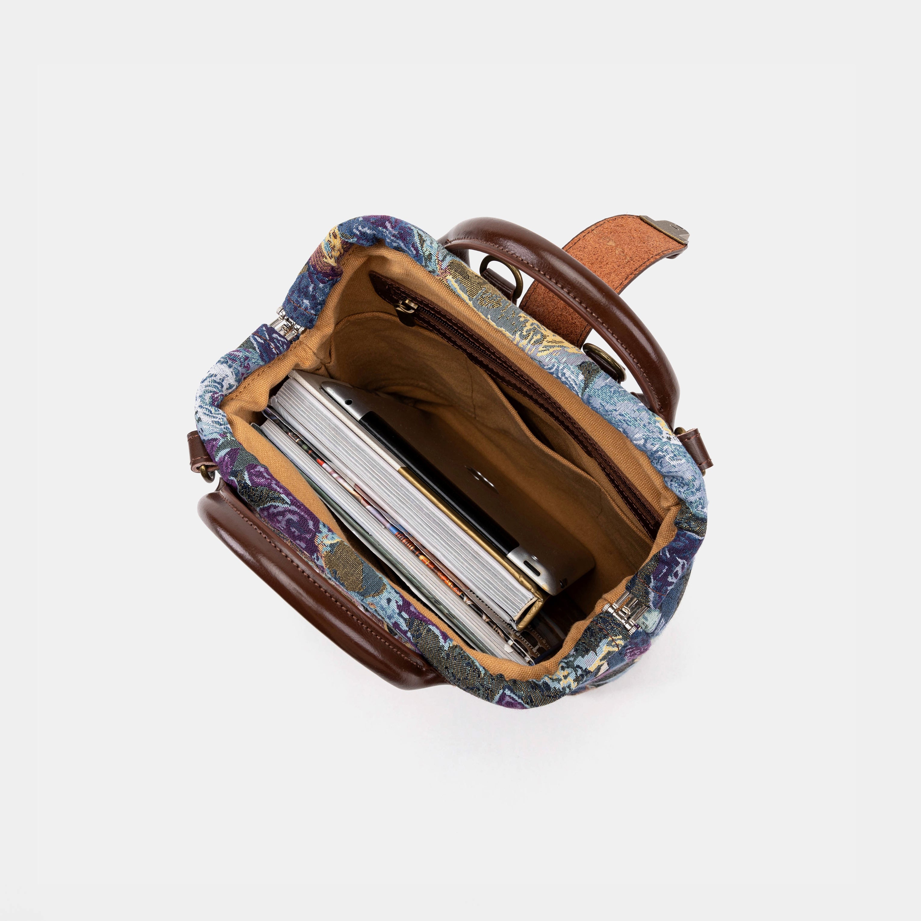 Abstract Blue Carpet Everyday Backpack Carpetbag of America in use