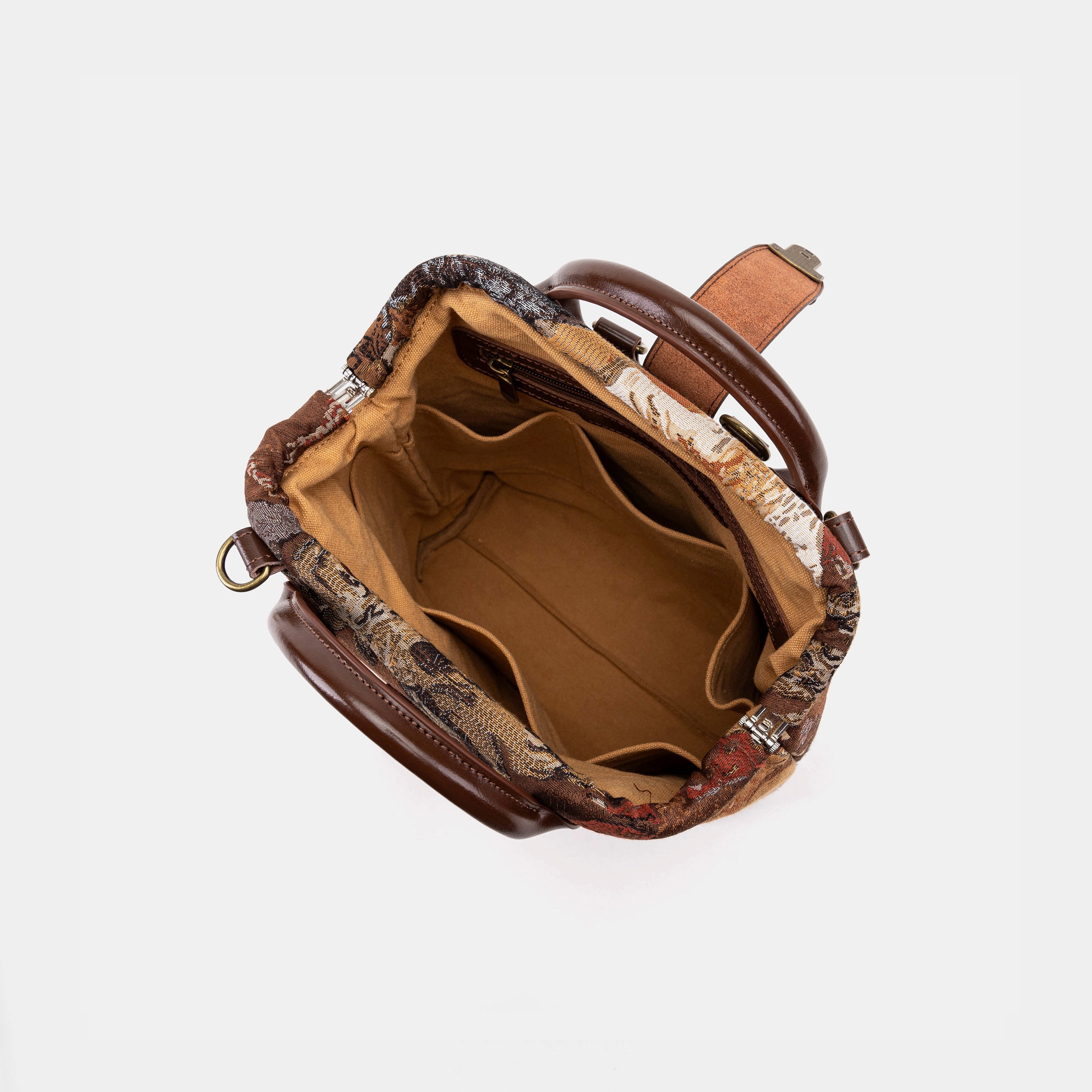 Abstract Brown Carpet Everyday Backpack Carpetbag of America inside