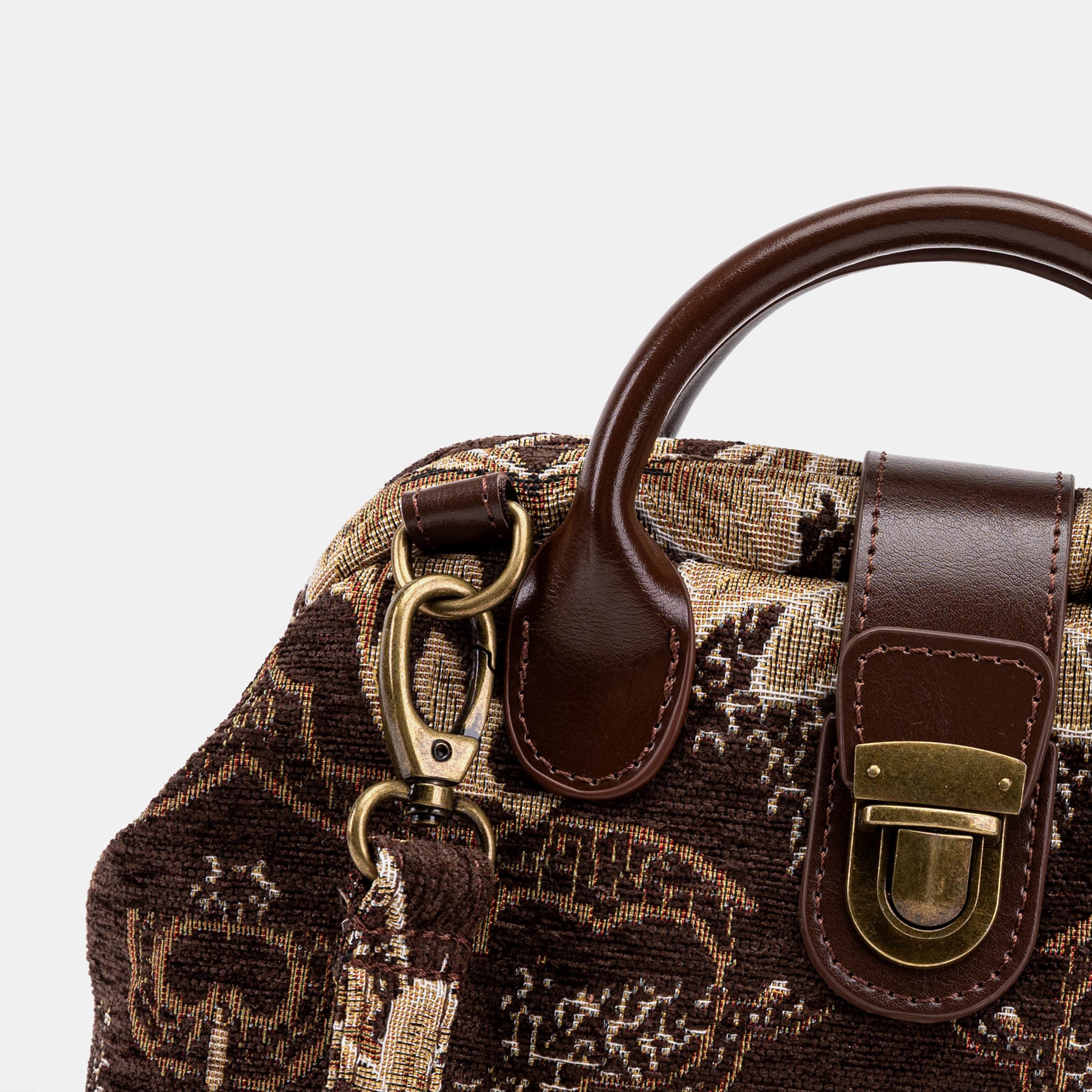 Floral Brown Carpet Everyday Backpack Carpetbag of America detail