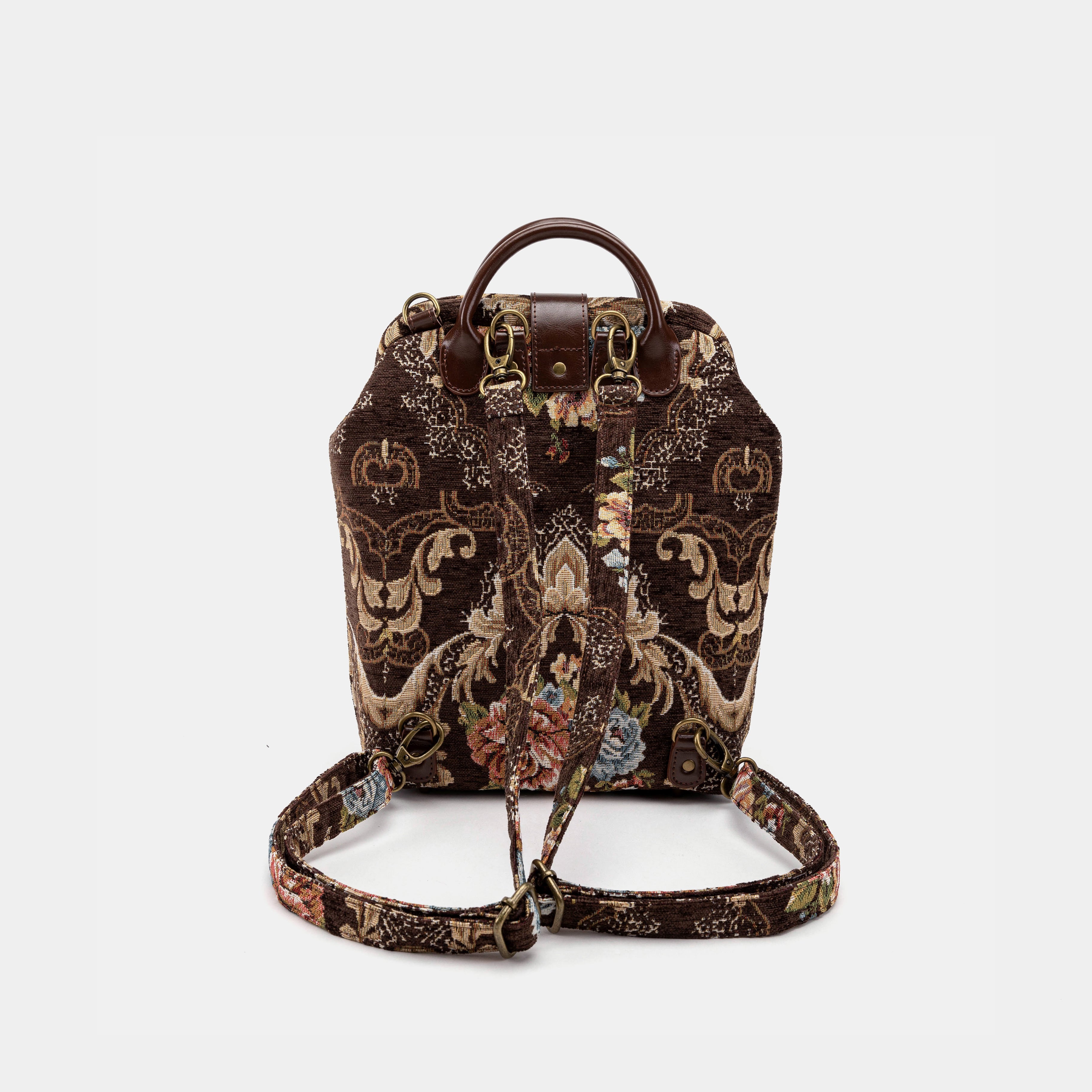 Floral Brown Carpet Everyday Backpack Carpetbag of America back
