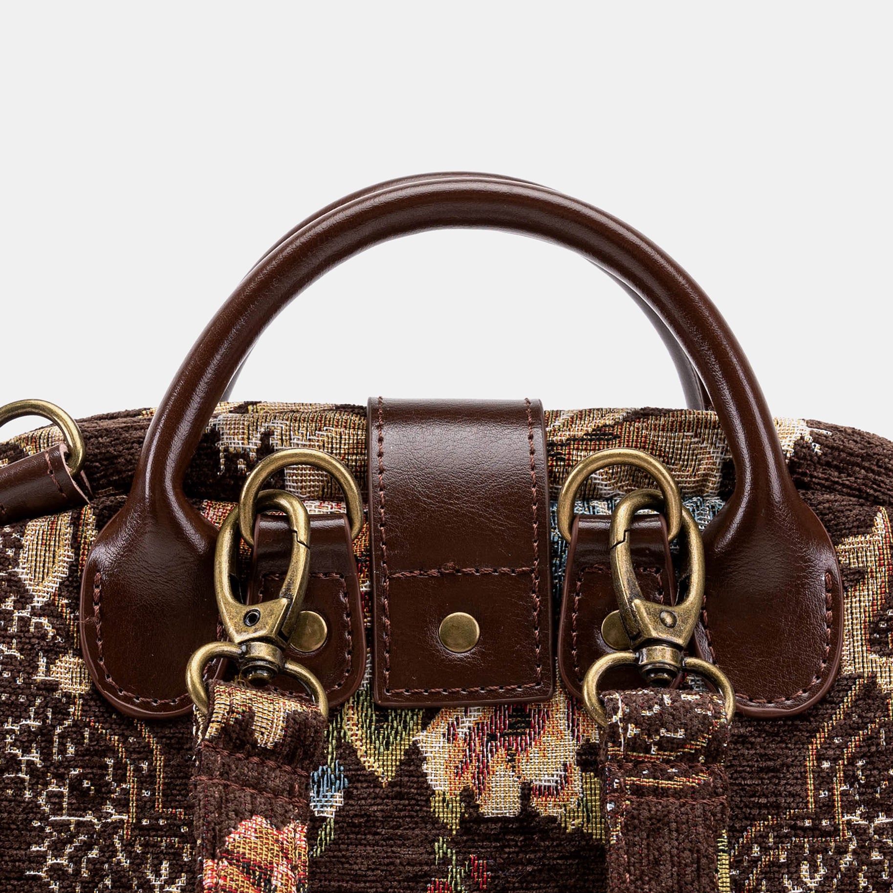 Floral Brown Carpet Everyday Backpack Carpetbag of America back clasp