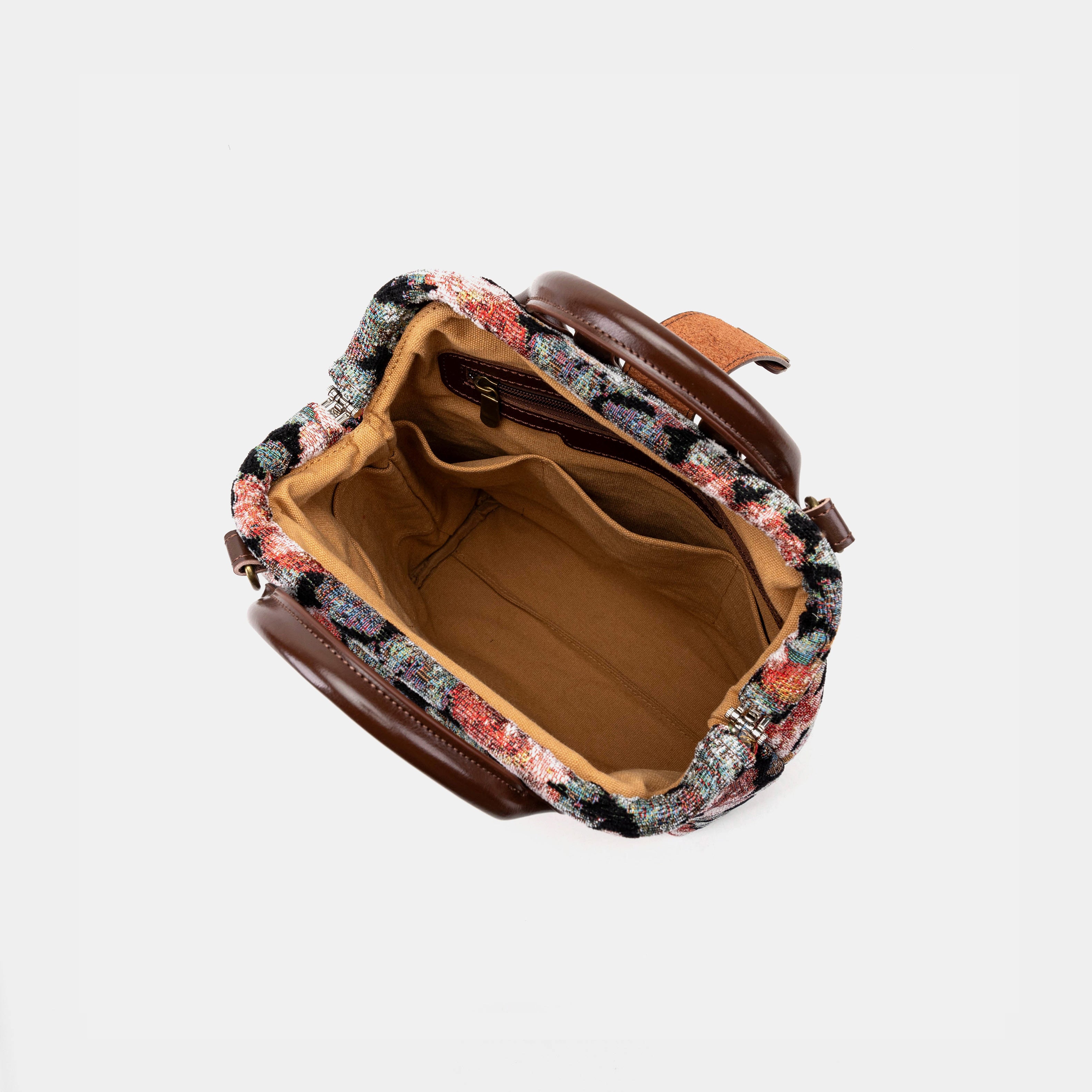 Floral Rose Carpet Everyday Backpack Carpetbag of America inside