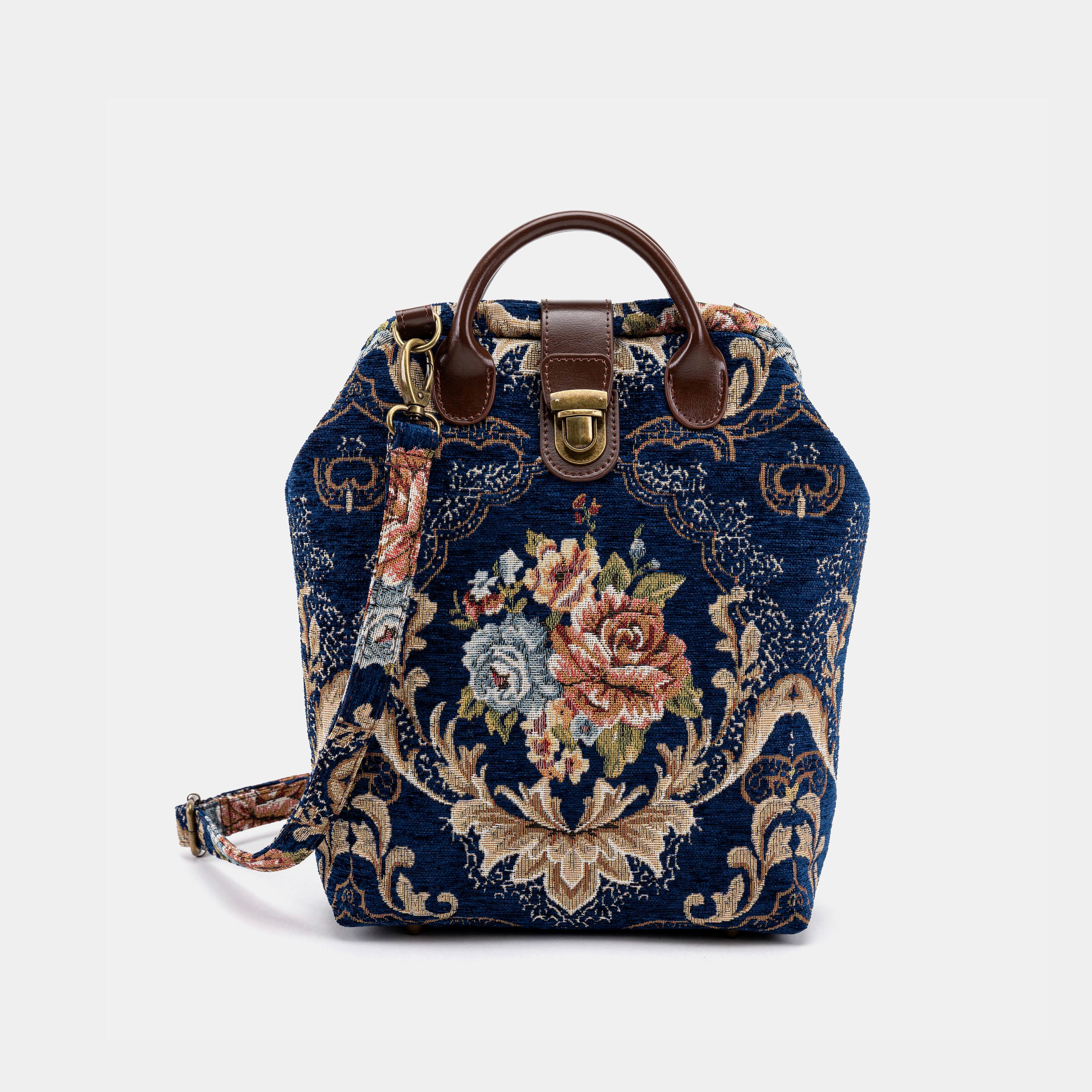 Floral Blue Carpet Everyday Backpack Carpetbag of America front
