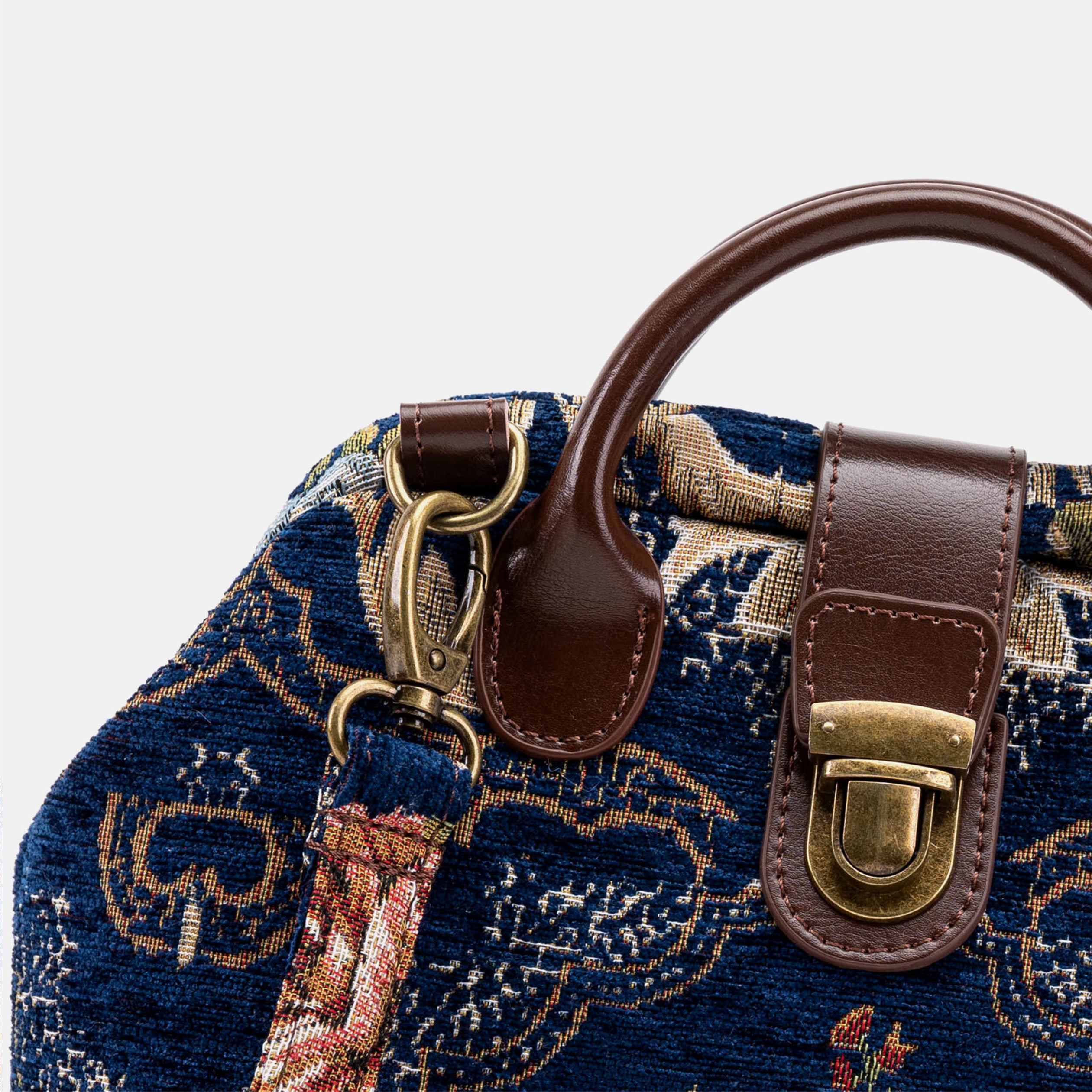 Floral Blue Carpet Everyday Backpack Carpetbag of America detail