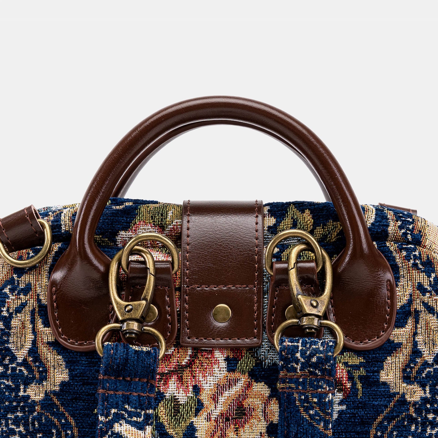 Floral Blue Carpet Everyday Backpack Carpetbag of America handle