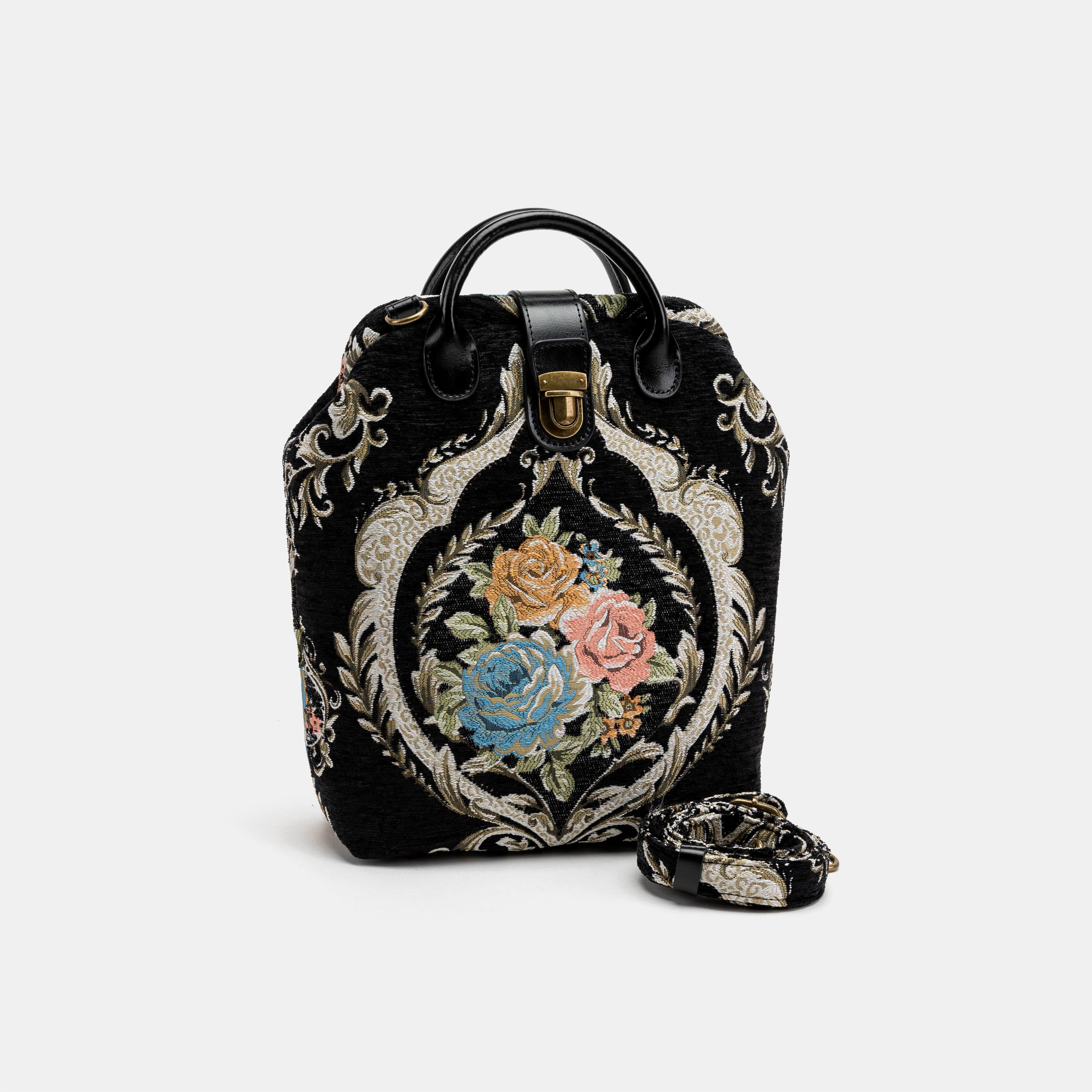 Floral Black Carpet Everyday Backpack Carpetbag of America MAIN
