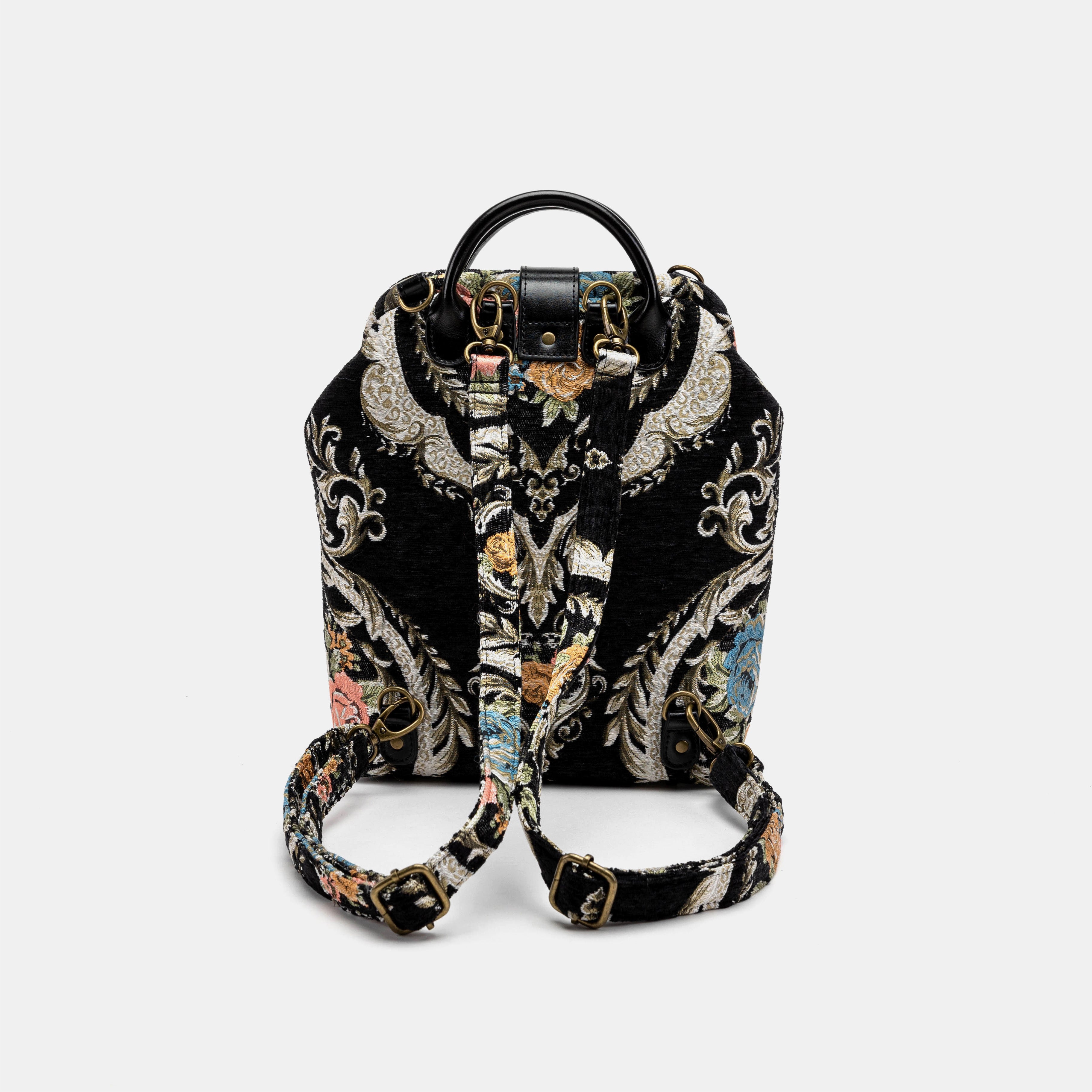 Floral Black Carpet Everyday Backpack Carpetbag of America back