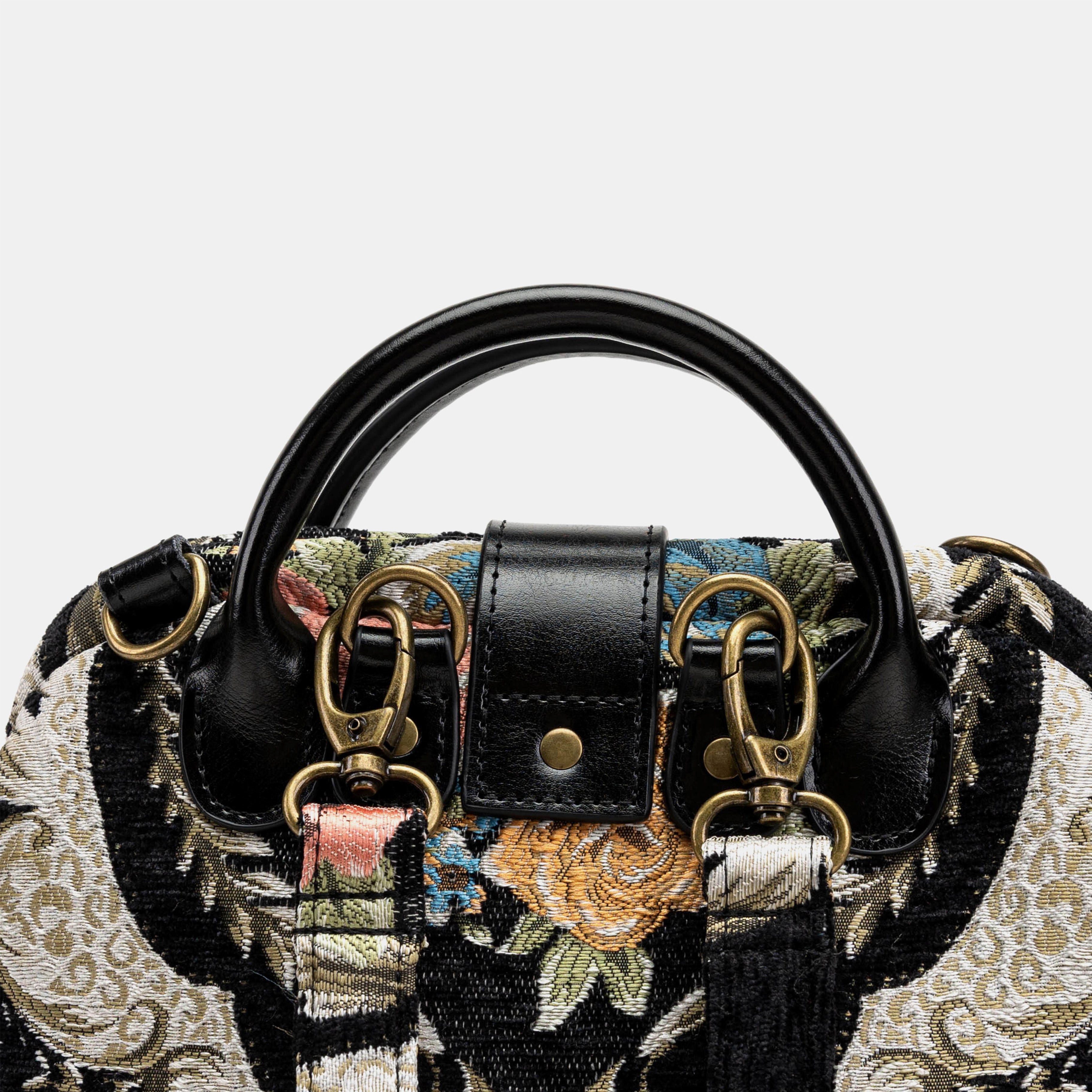 Floral Black Carpet Everyday Backpack Carpetbag of America back detail