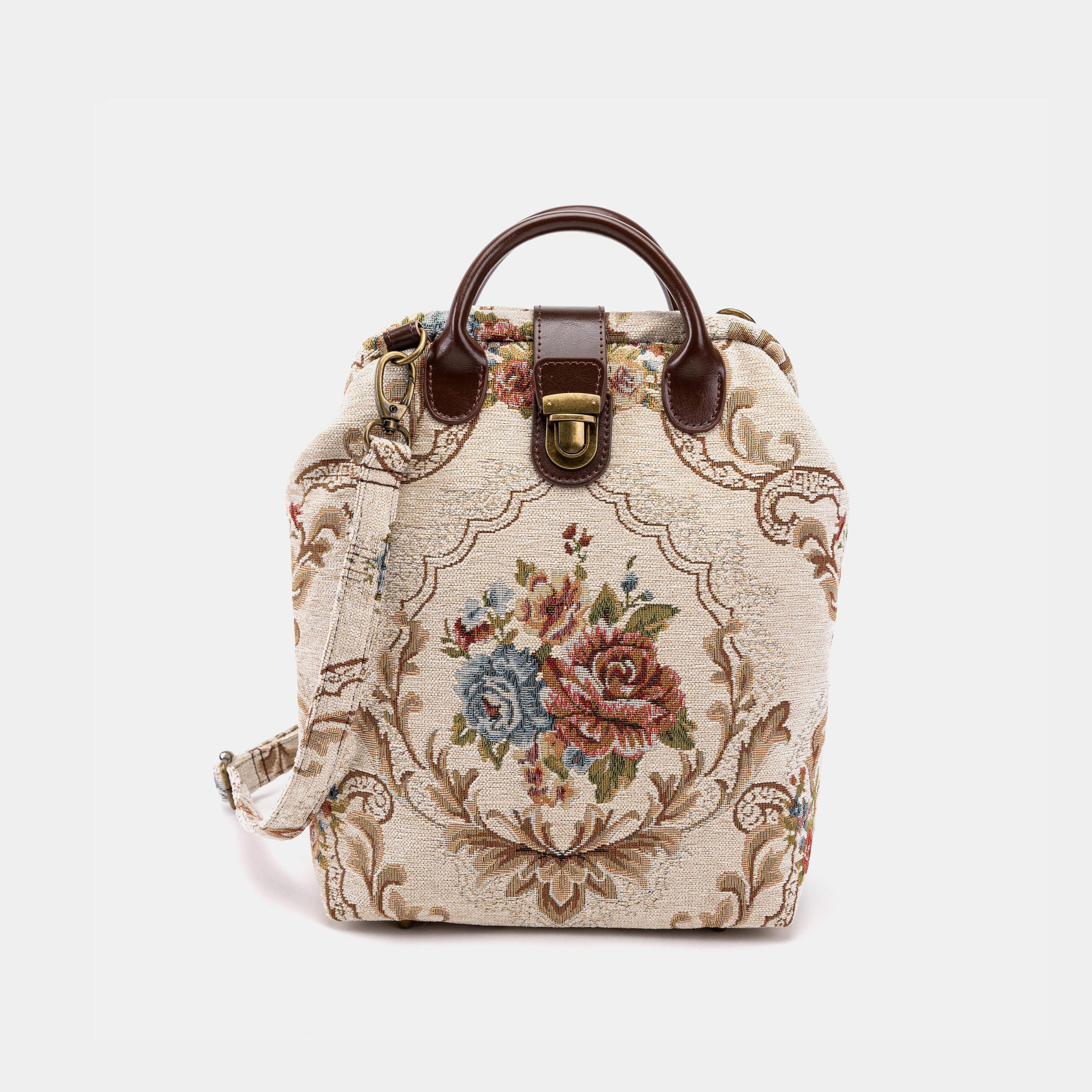 Floral Cream Carpet Everyday Backpack Carpetbag of America front