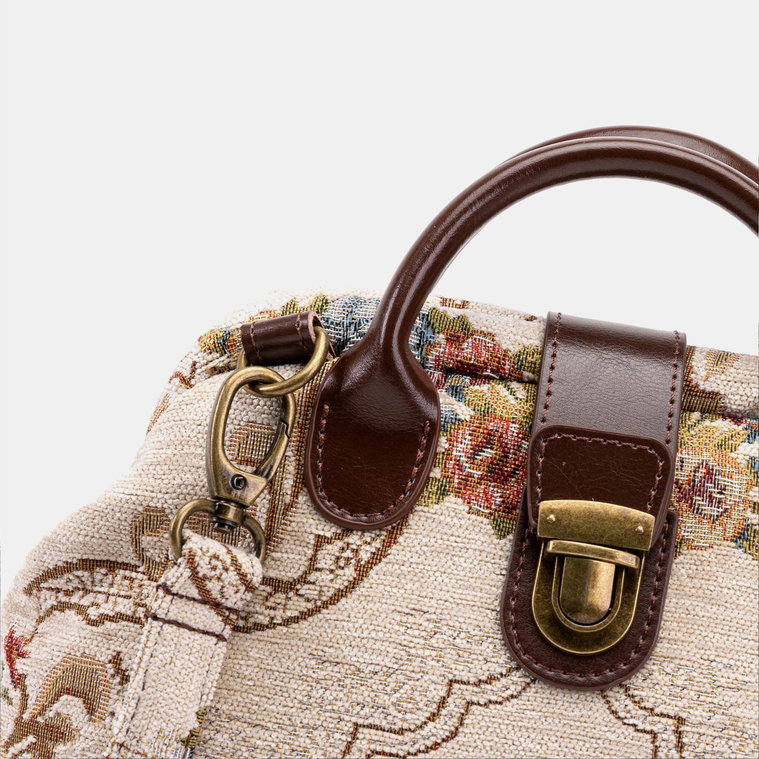 Floral Cream Carpet Everyday Backpack Carpetbag of America detail