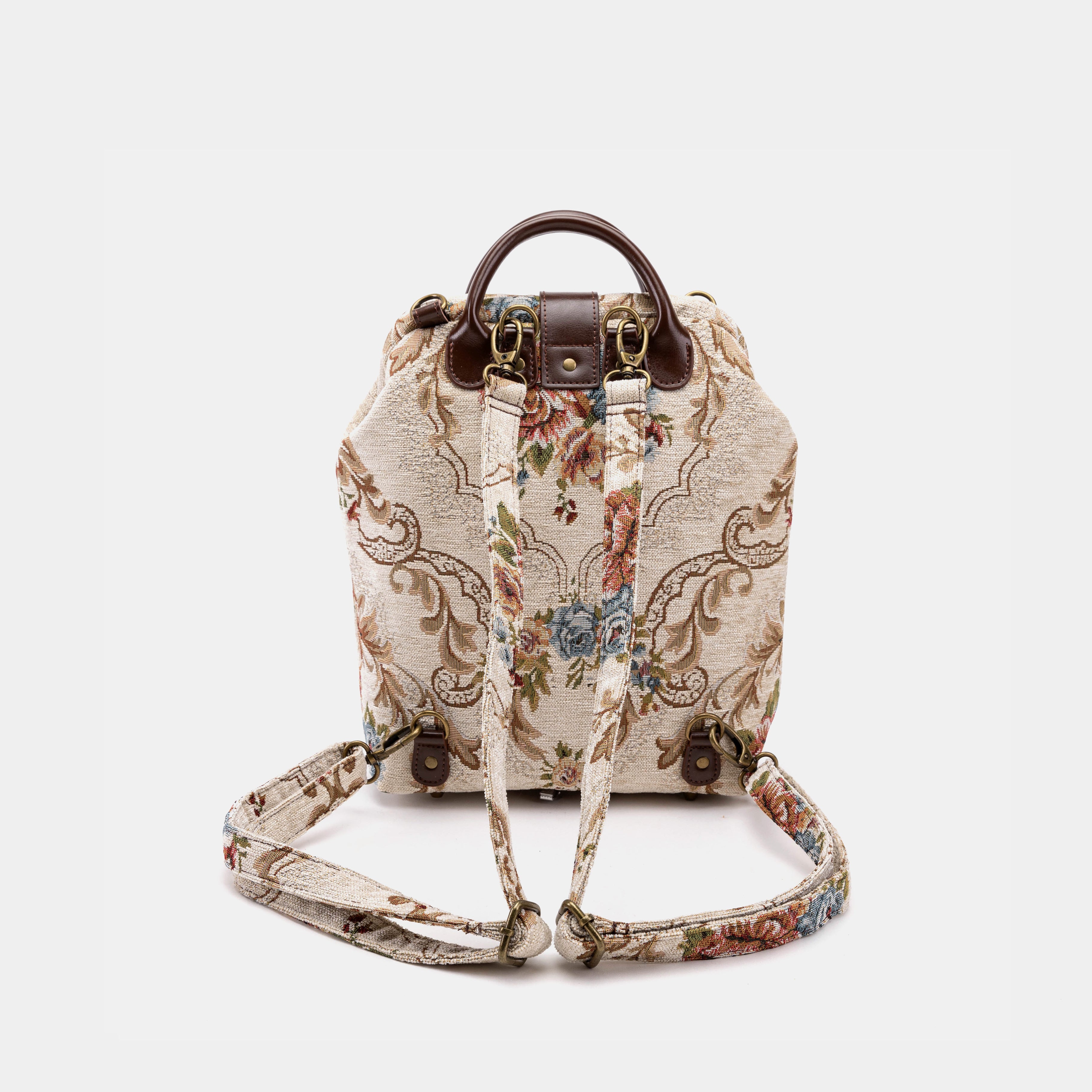 Floral Cream Carpet Everyday Backpack Carpetbag of America back