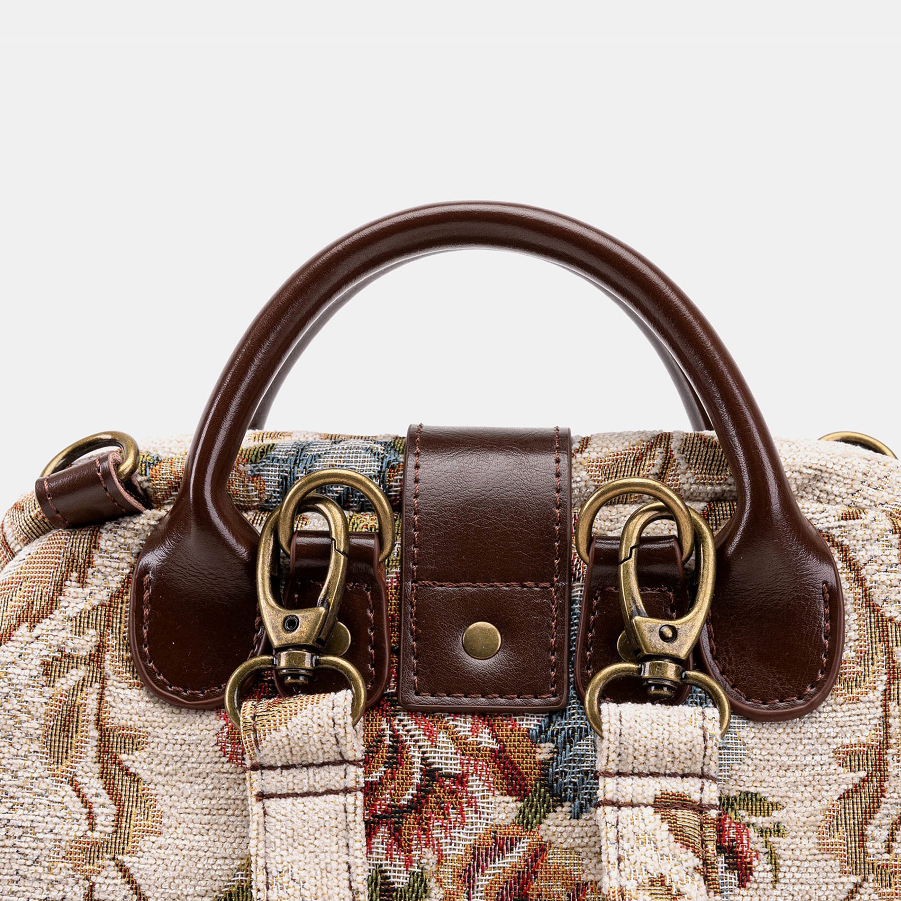 Floral Cream Carpet Everyday Backpack Carpetbag of America handle