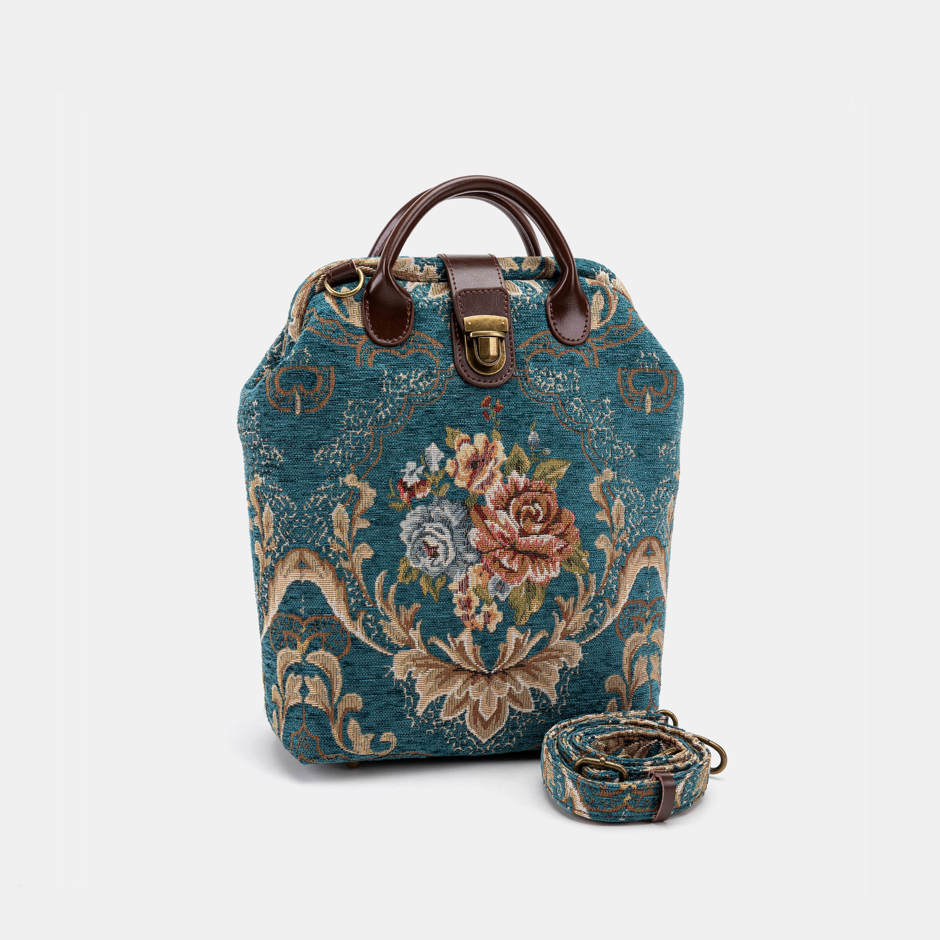 Floral Teal Carpet Everyday Backpack Carpetbag of America with shoulder strap