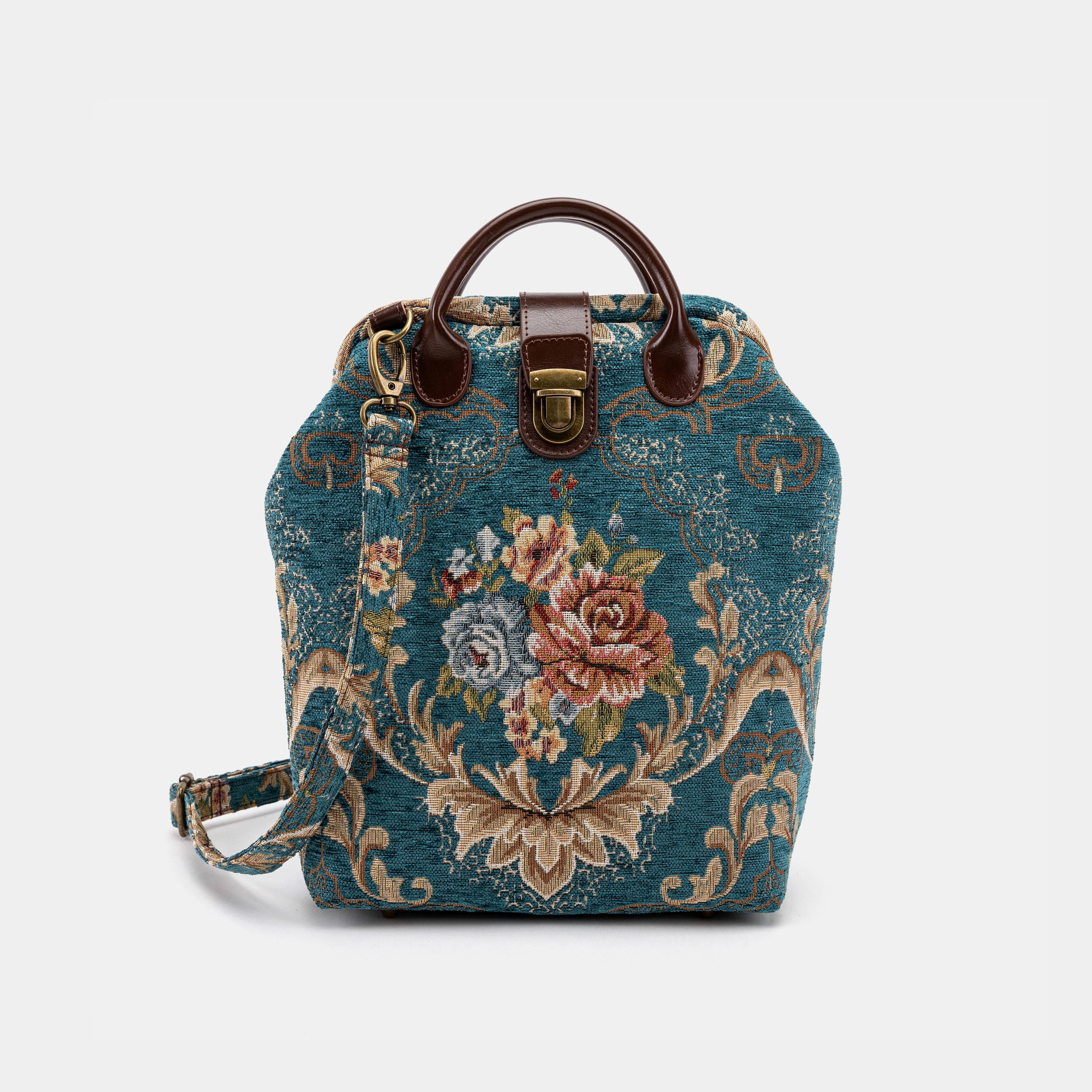 Floral Teal Carpet Everyday Backpack Carpetbag of America front
