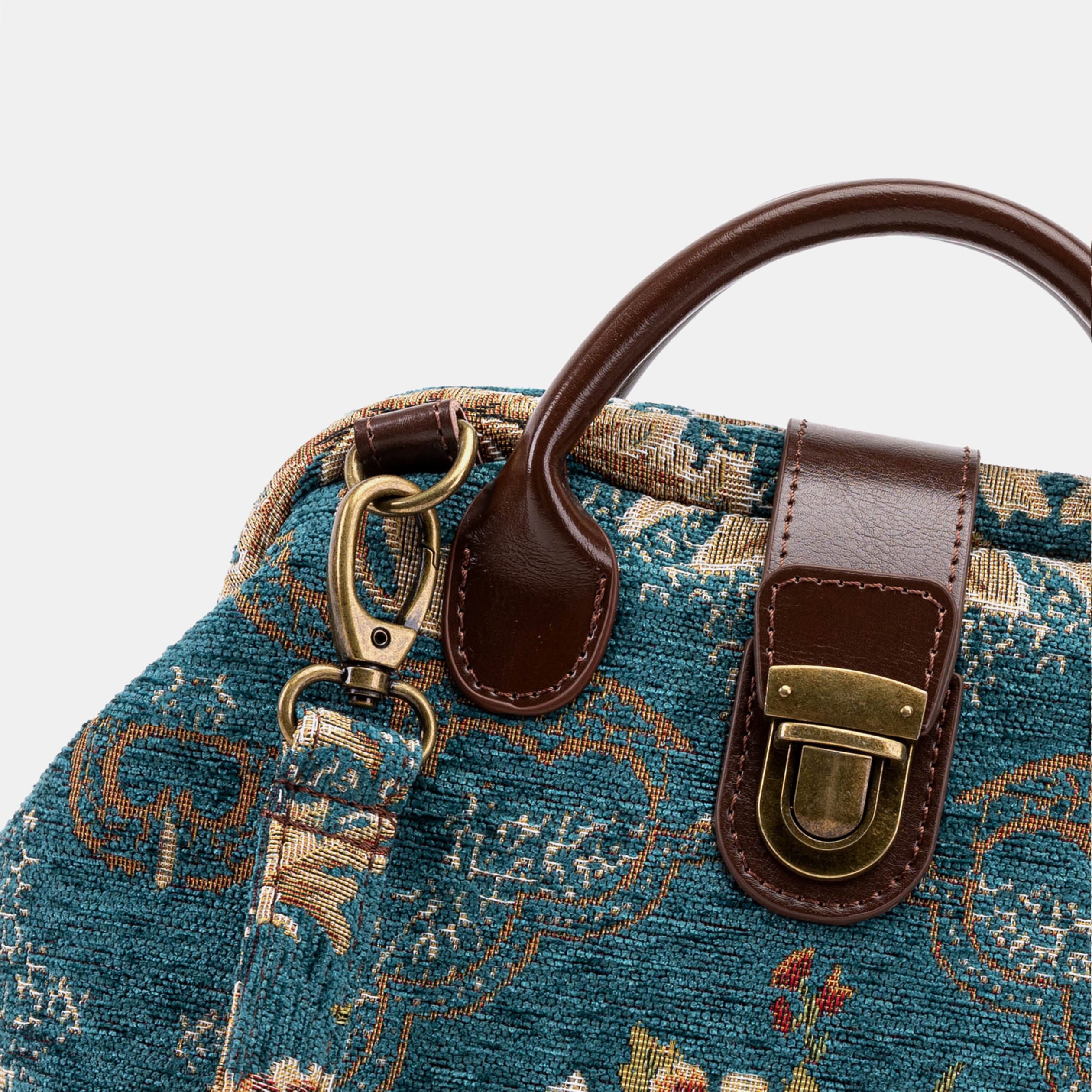 Floral Teal Carpet Everyday Backpack Carpetbag of America detail