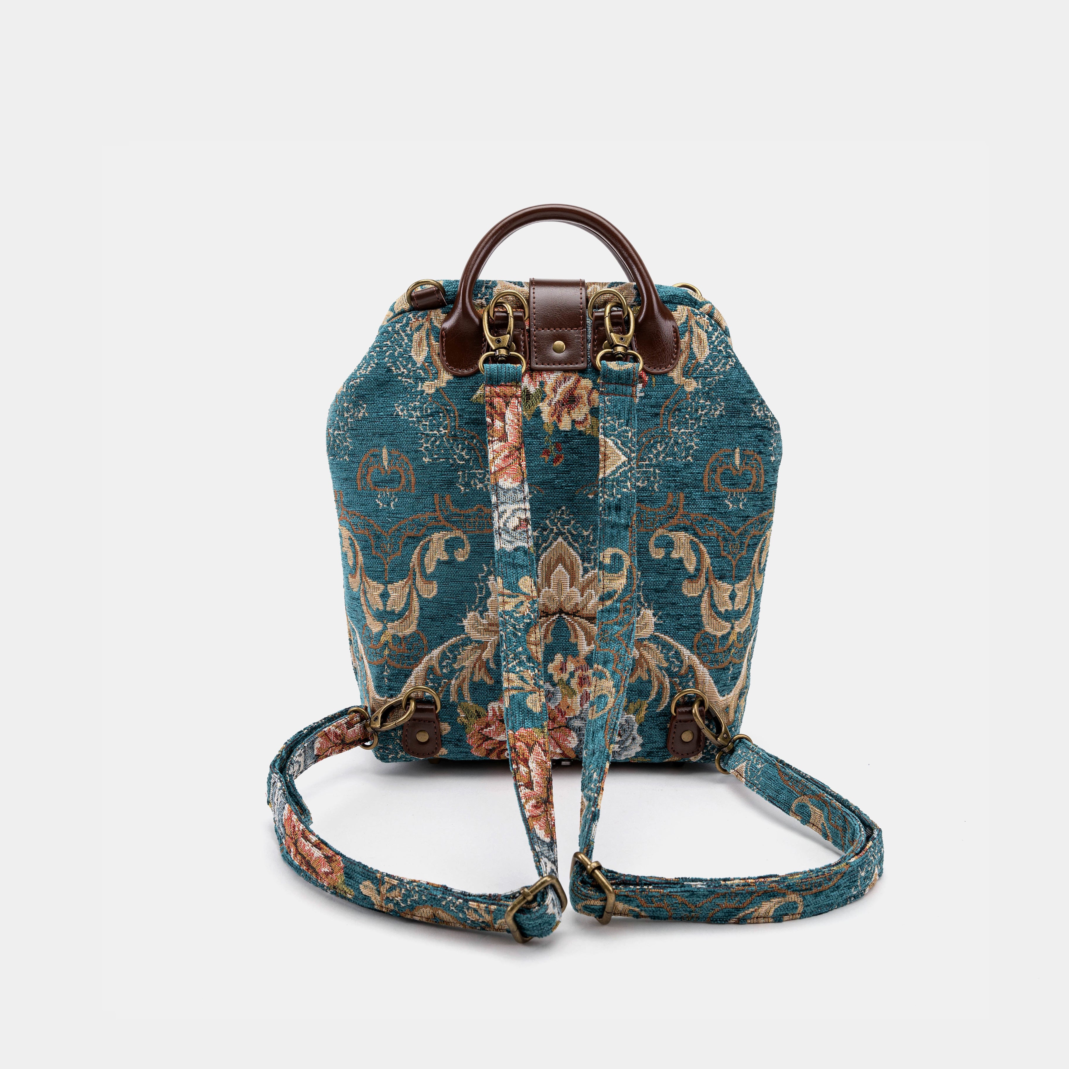 Floral Teal Carpet Everyday Backpack Carpetbag of America back