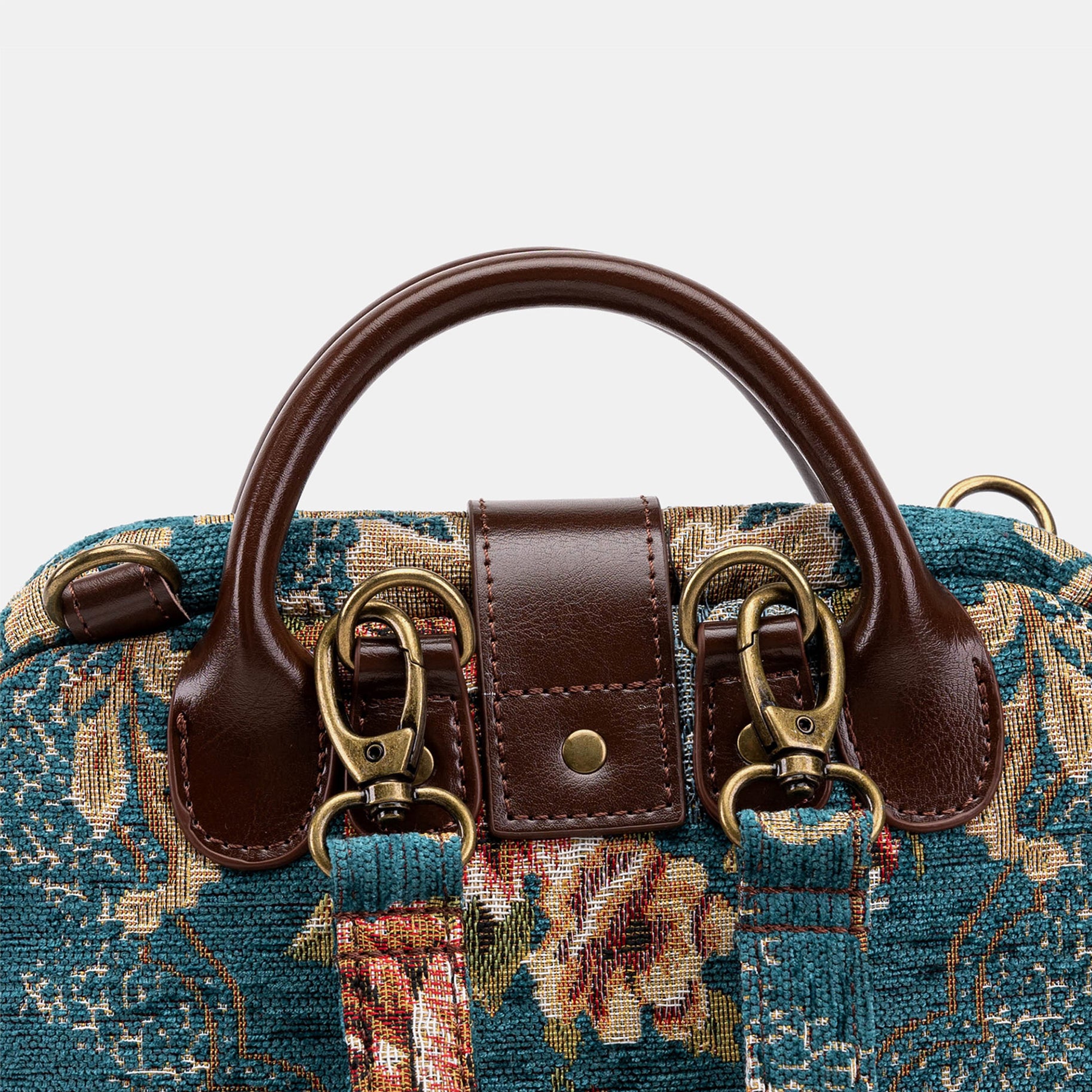 Floral Teal Carpet Everyday Backpack Carpetbag of America handle