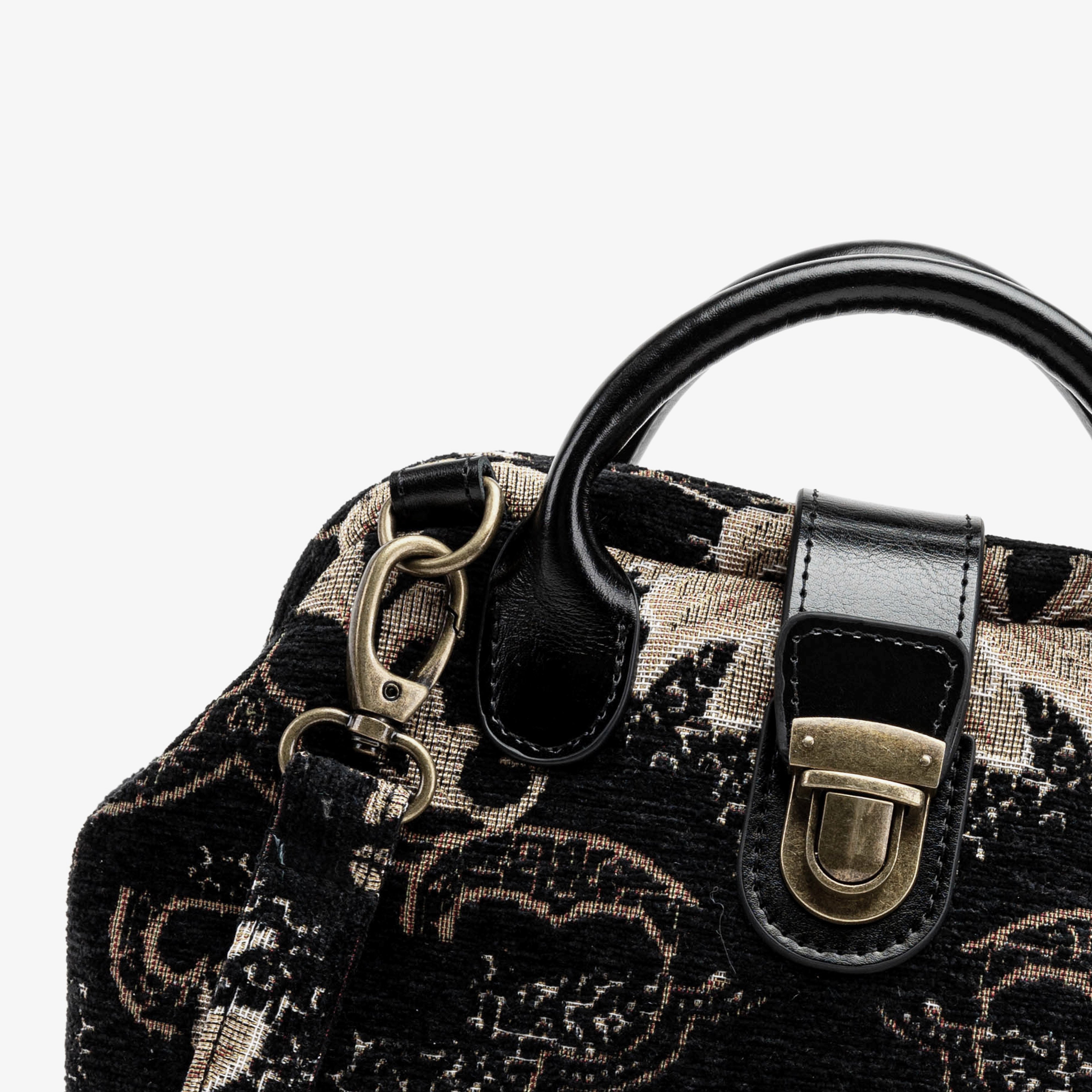 Floral Black Carpet Everyday Backpack Carpetbag of America detail