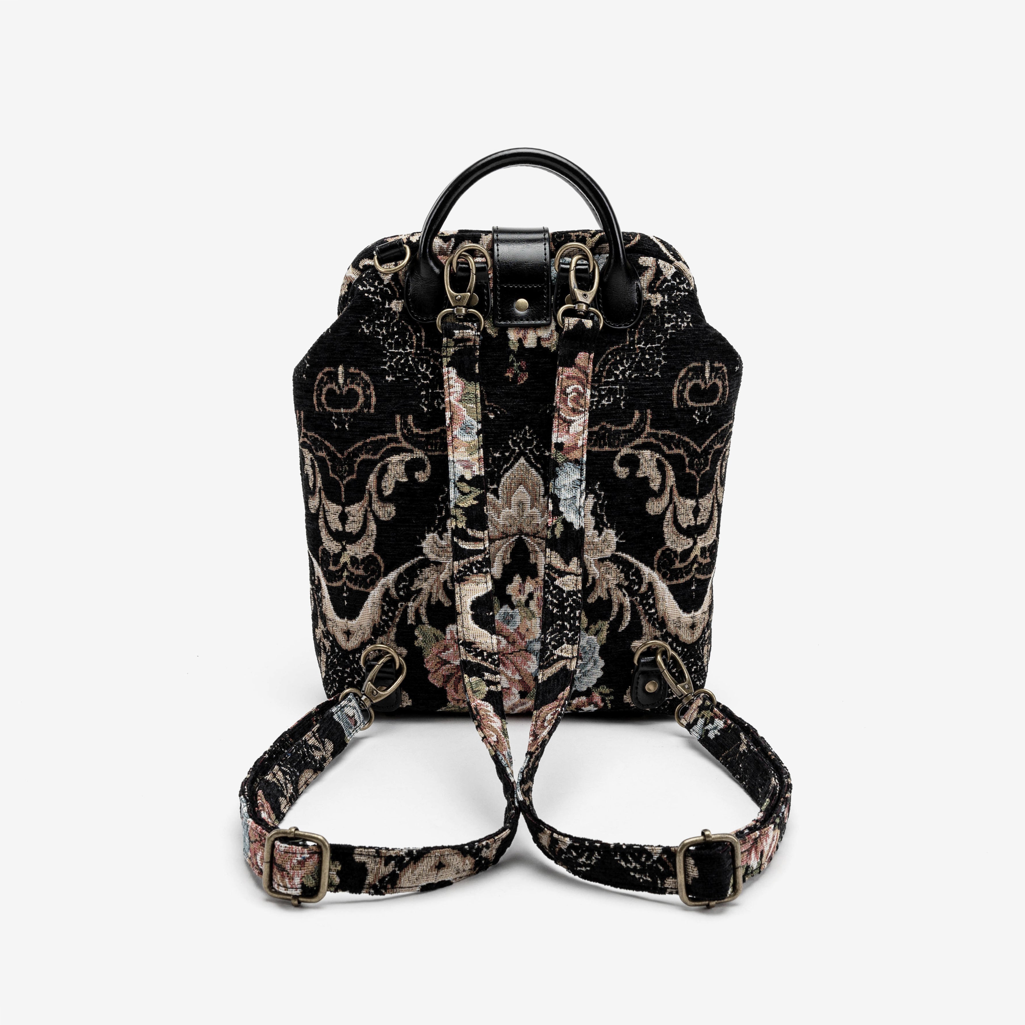 Floral Black Carpet Everyday Backpack Carpetbag of America back