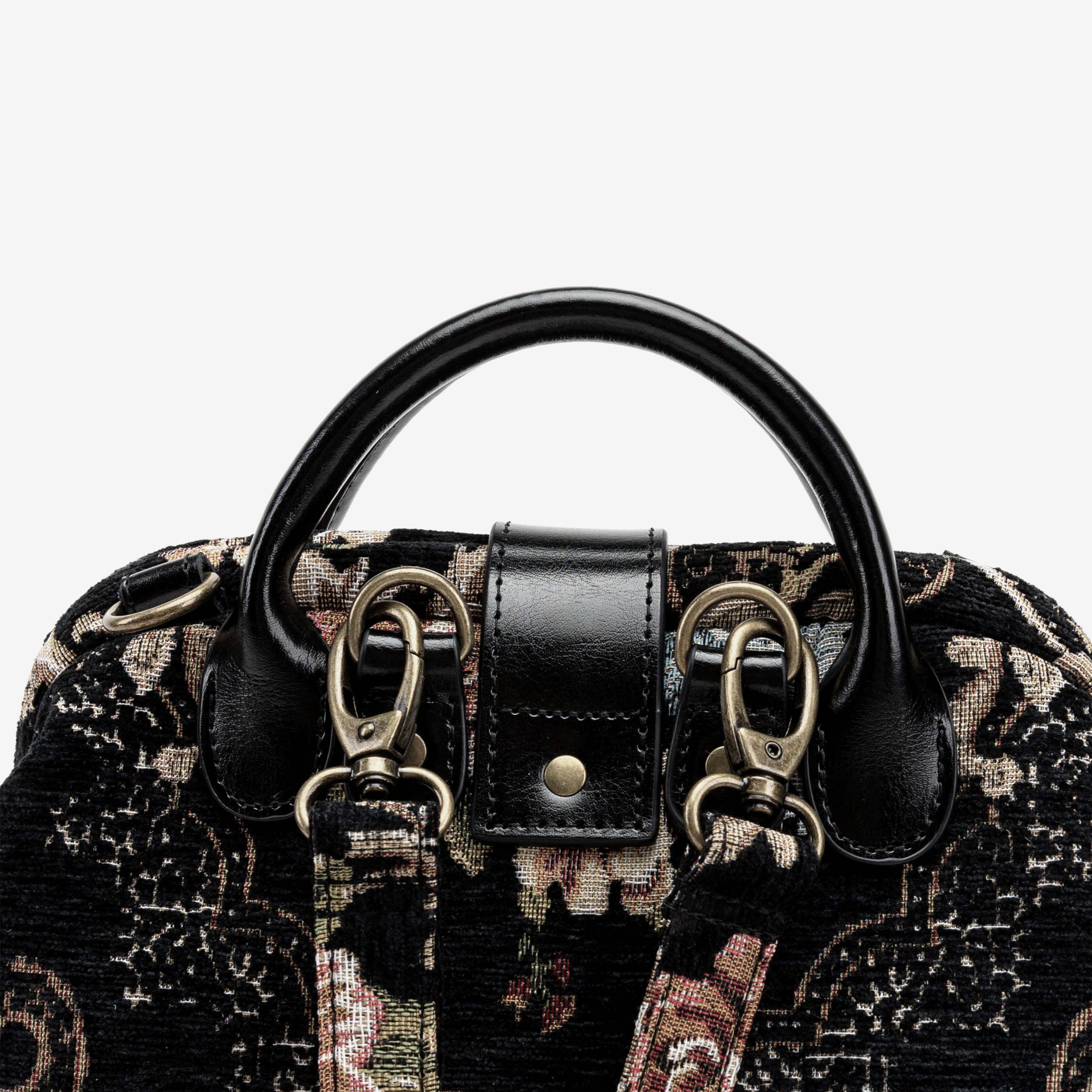 Floral Black Carpet Everyday Backpack Carpetbag of America back detail