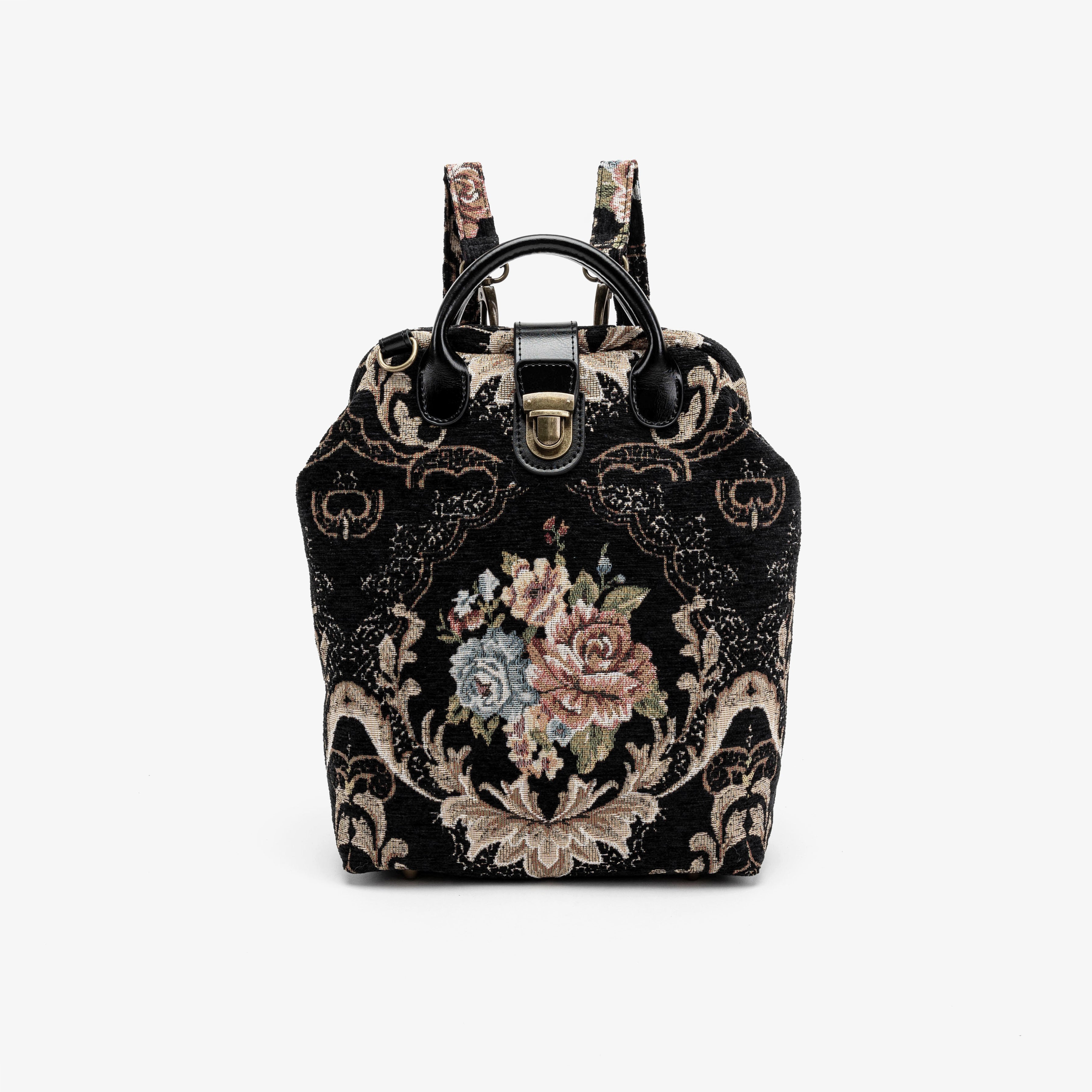 Floral Black Carpet Everyday Backpack Carpetbag of America front