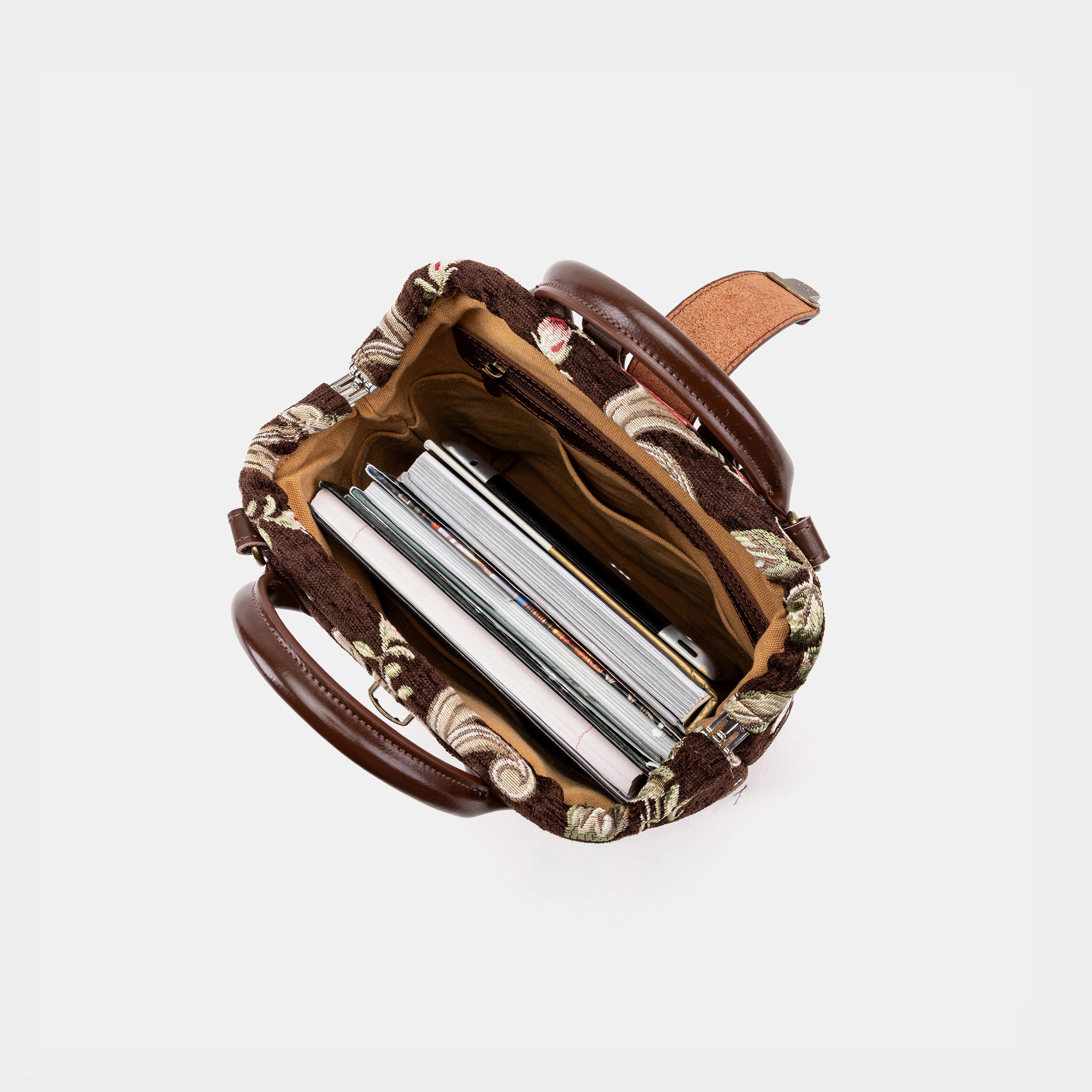 Baroque Garden Brown Carpet Everyday Backpack Carpetbag of America in use