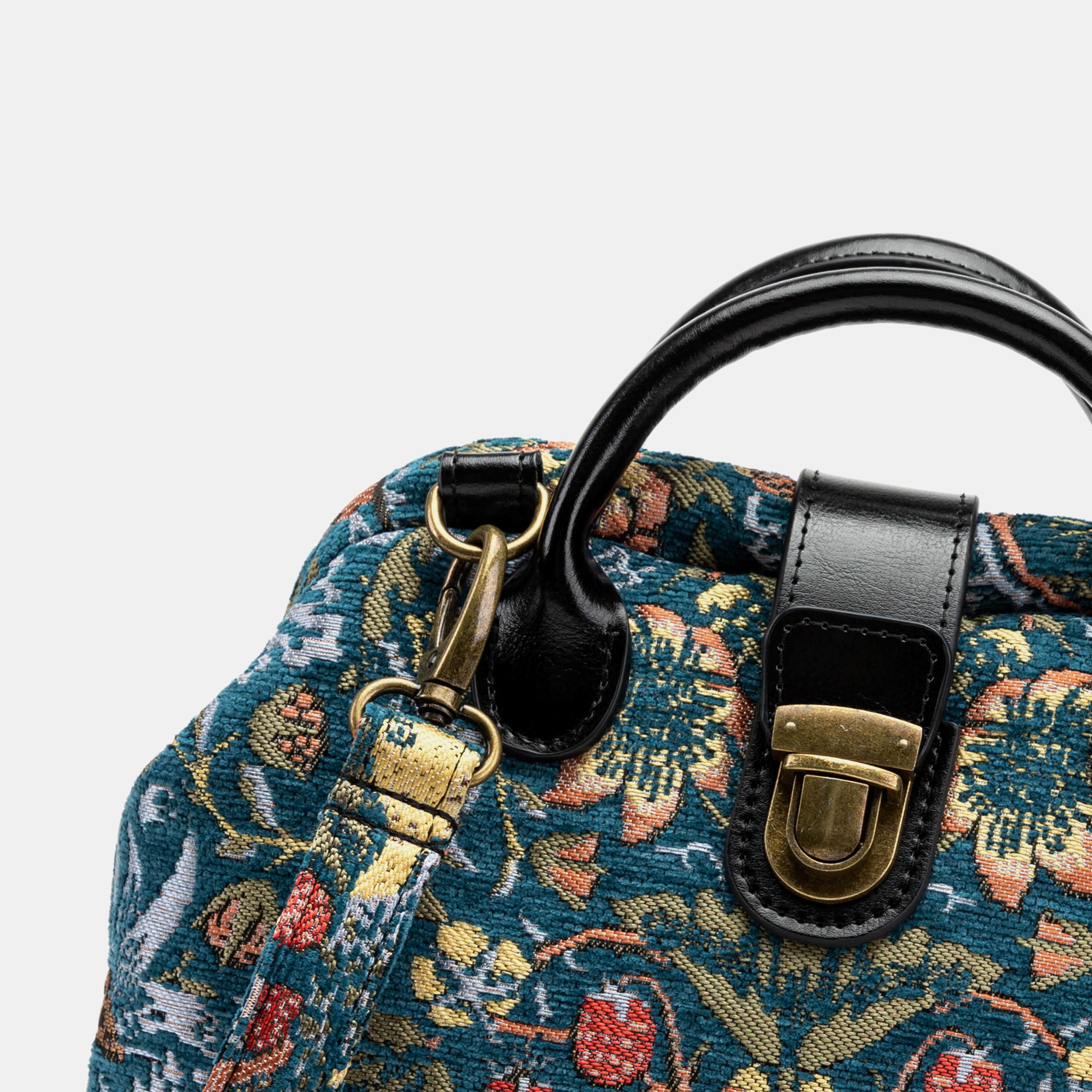 William Morris Strawberry Thief Carpet Everyday Backpack Carpetbag of America detail