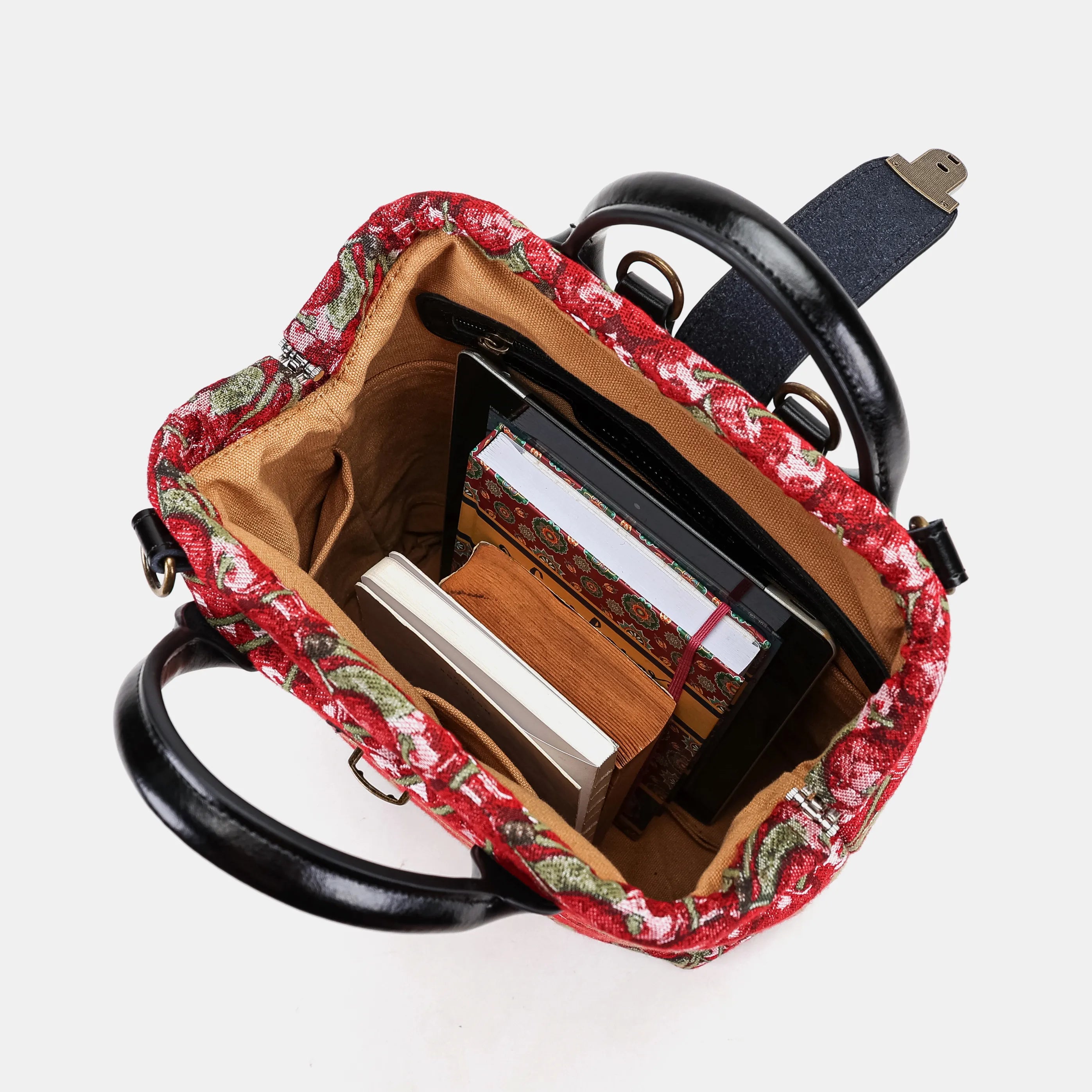 Cherry Cascade Carpet Everyday Backpack Carpetbag of America with books