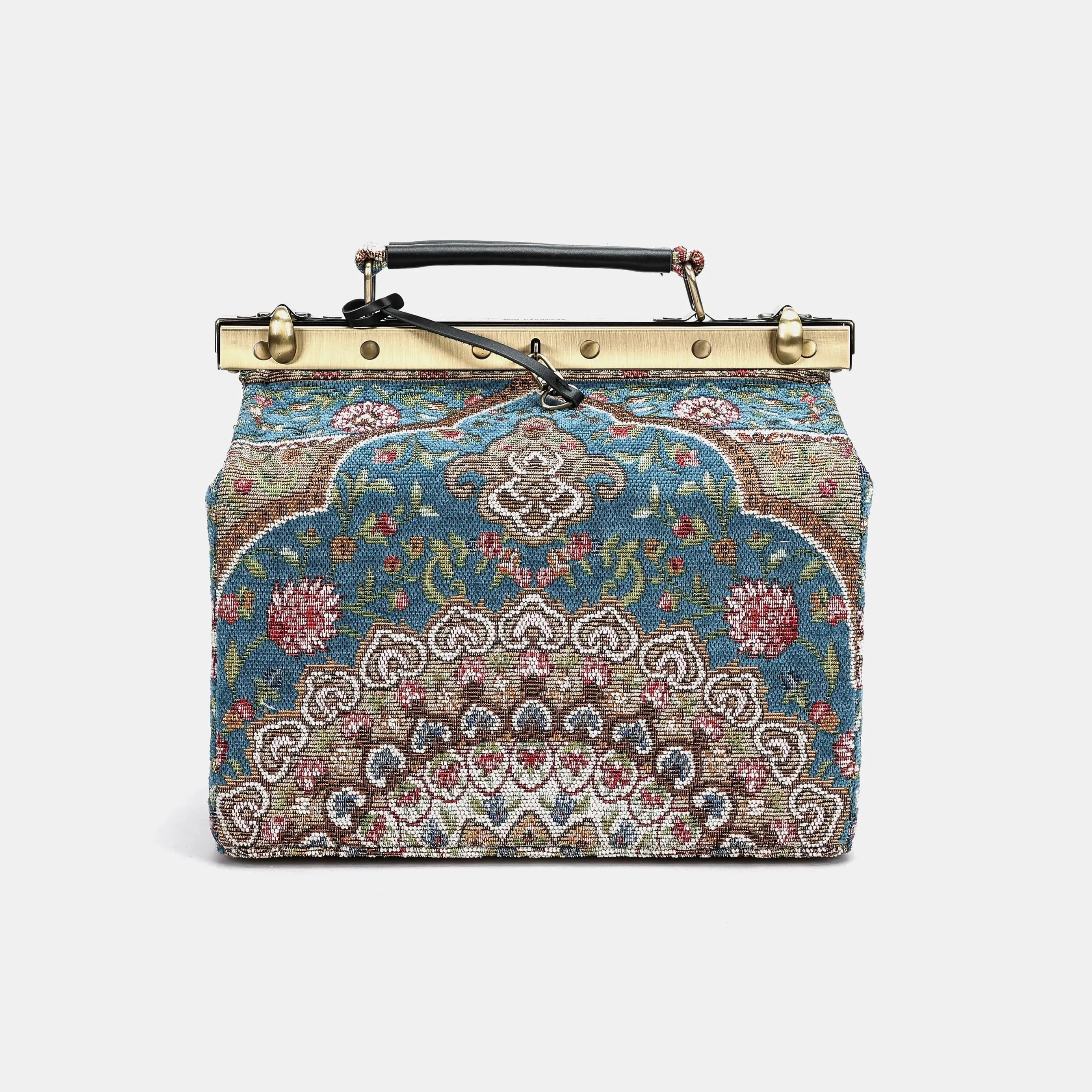 Oriental Blue Vivienne Carpet Purse Gladstone Bag of America main