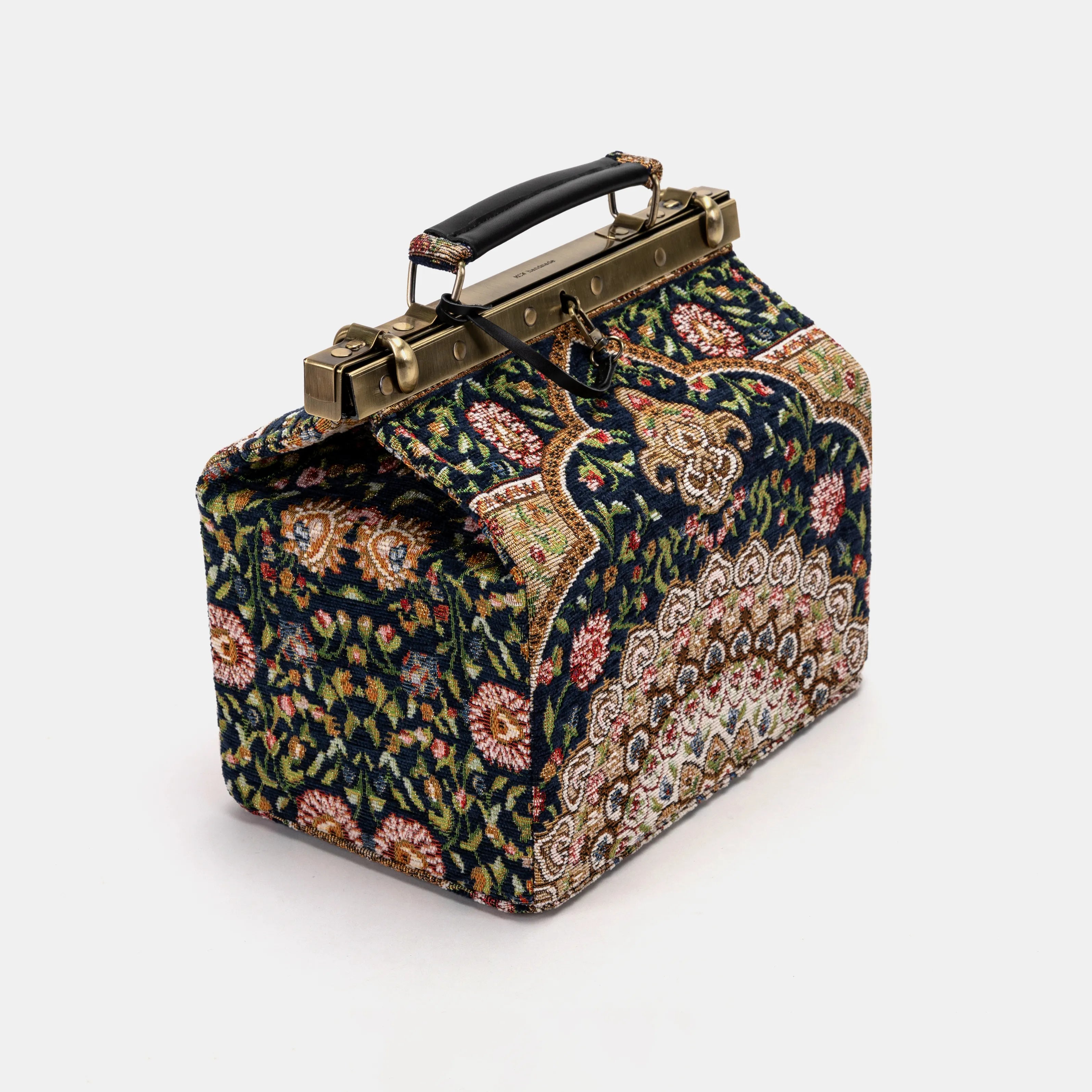 Oriental Navy Vivienne Carpet Purse Gladstone Bag of America side