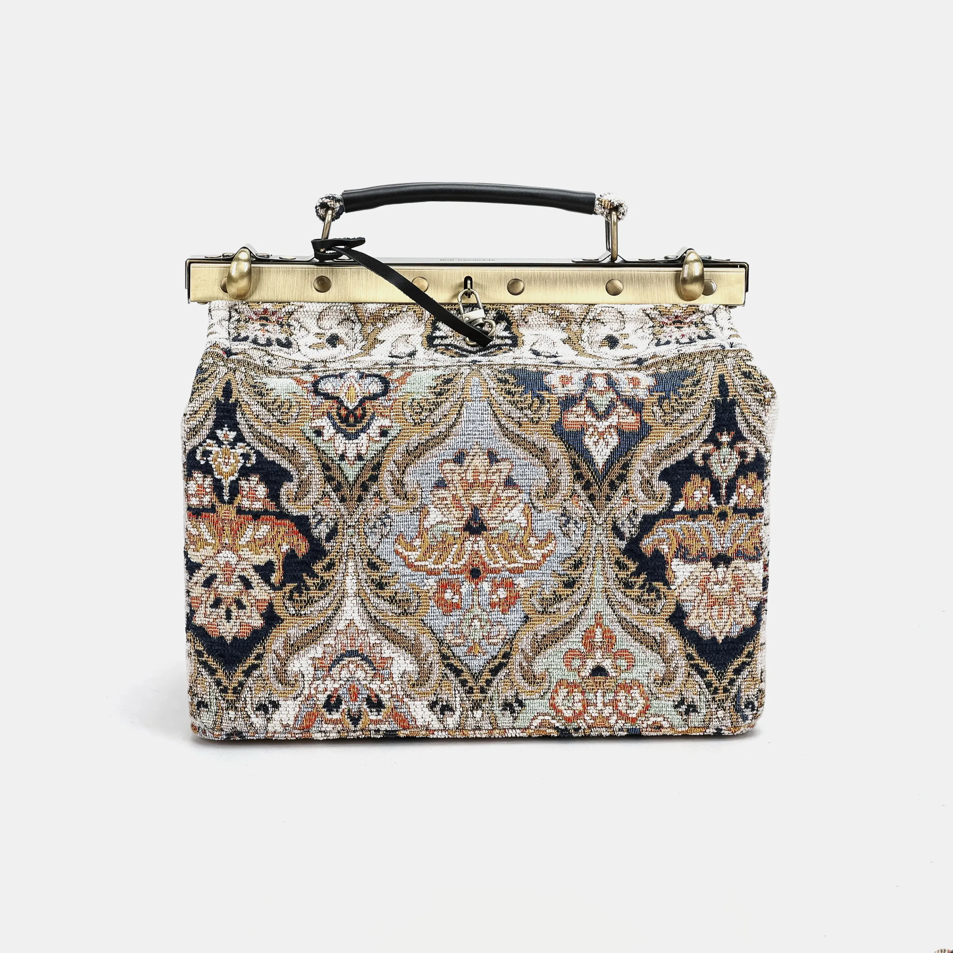 Golden Age Navy Vivienne Carpet Purse Gladstone Bag of America main