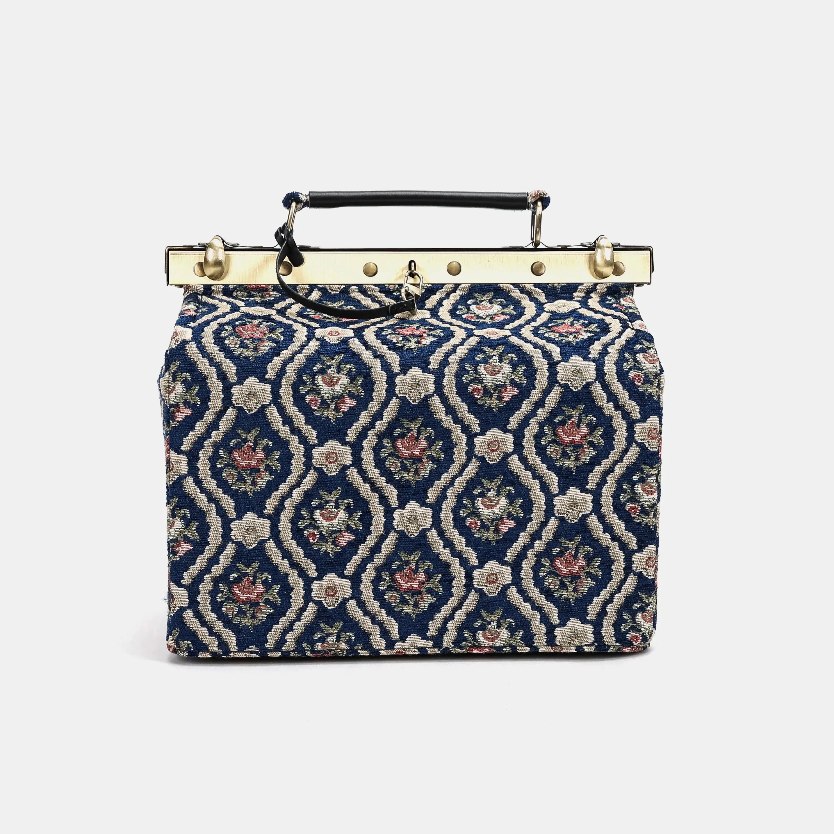 Traditional Blue Vivienne Carpet Purse Gladstone Bag of America main