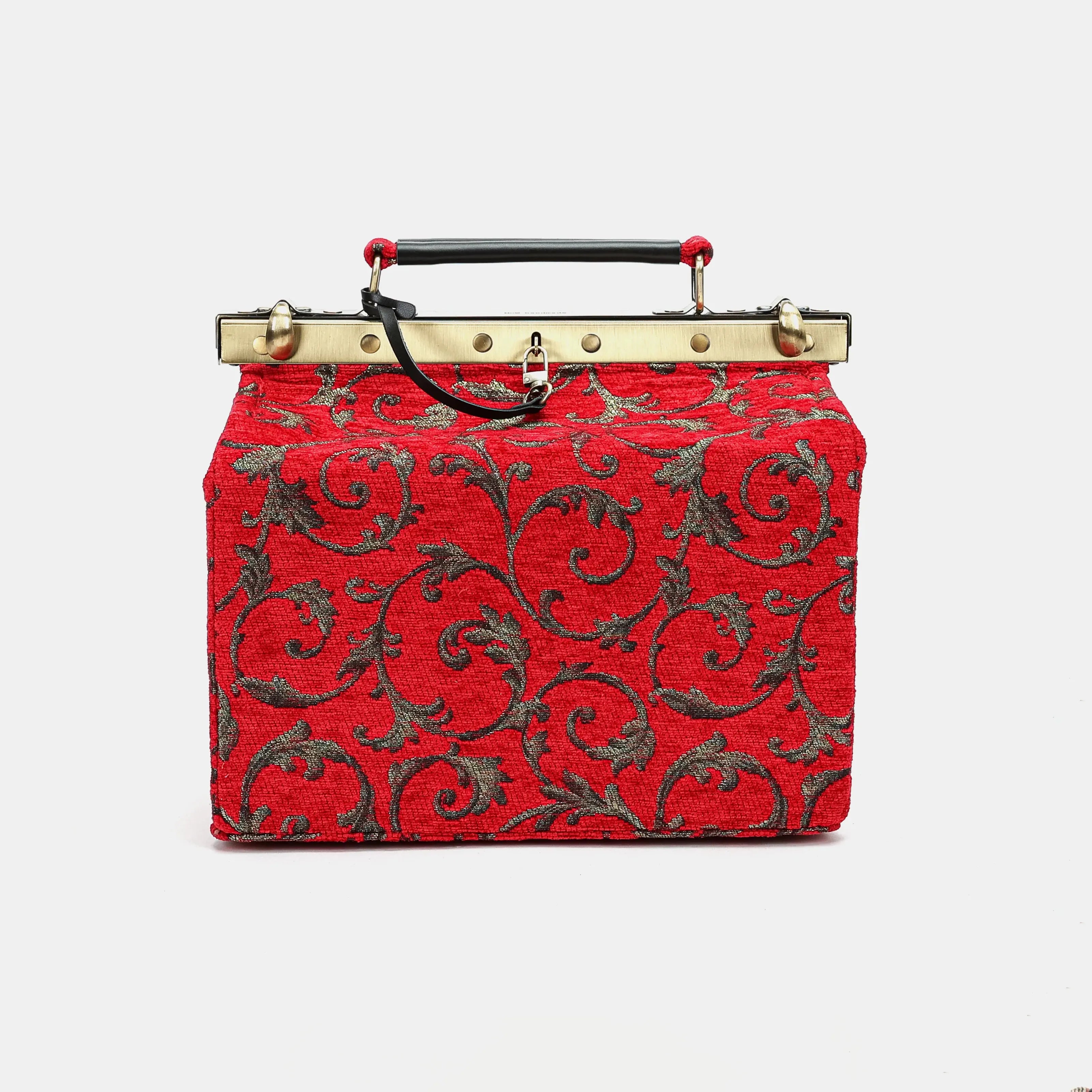Vintage Scroll Red Vivienne Carpet Purse Gladstone Bag of America main