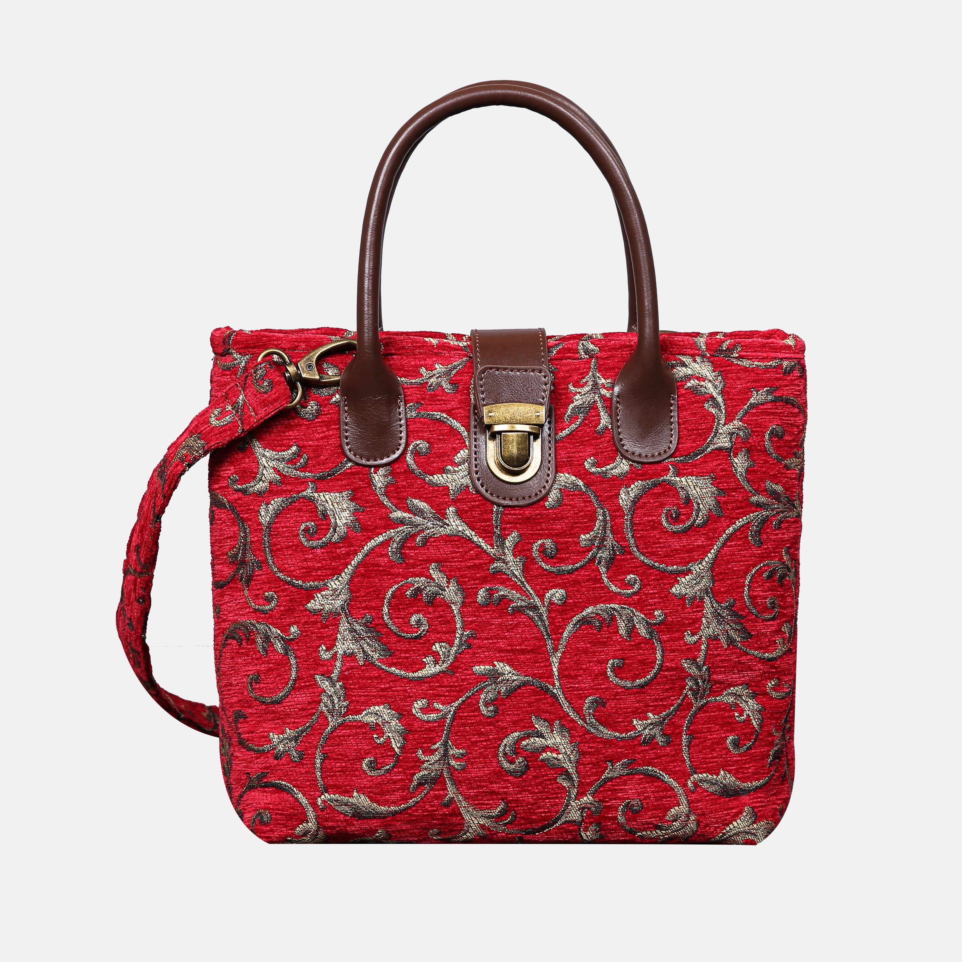 Vintage Ivy Red Tuck Lock Carpet Satchel carpet bag MCW Handmade