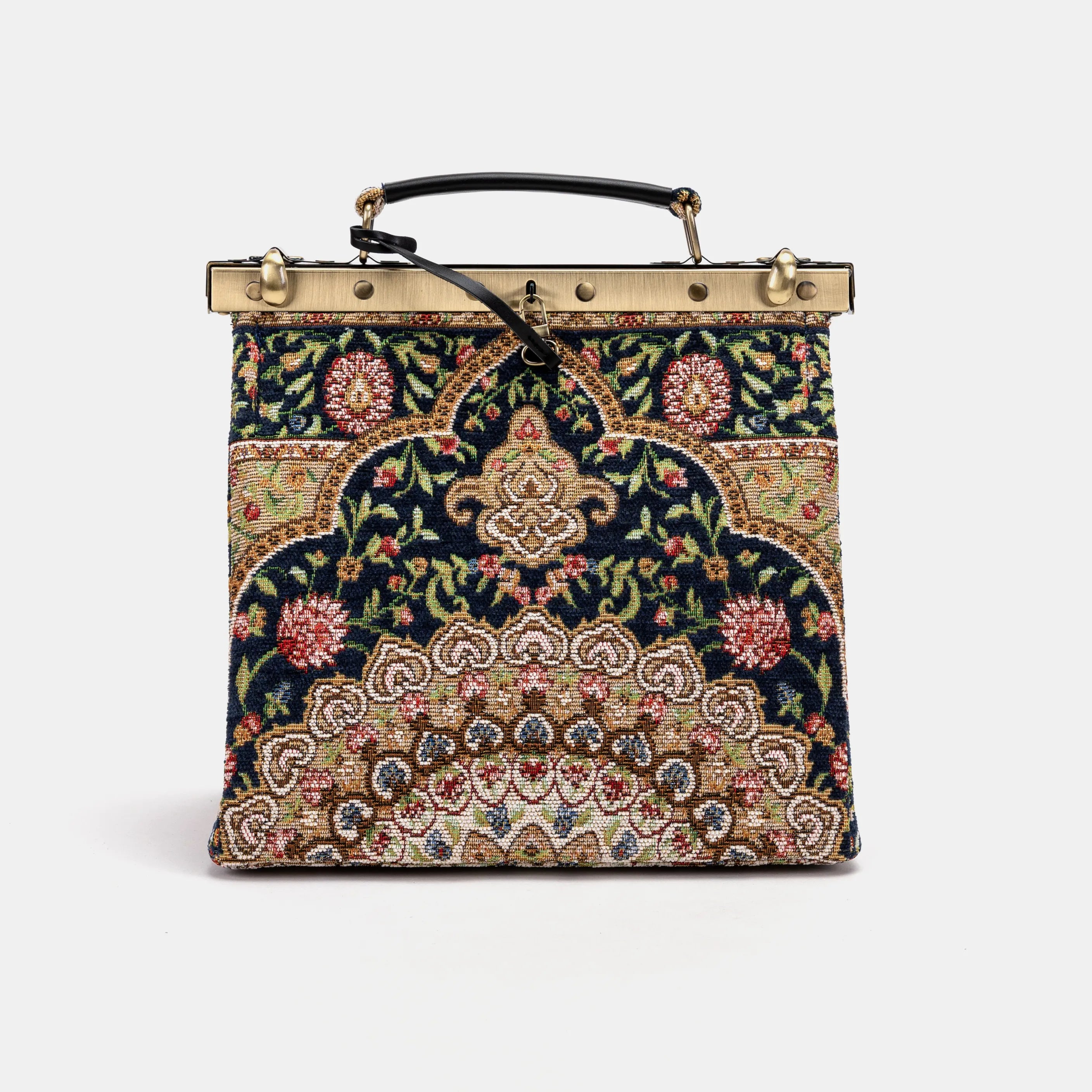 Oriental Navy Cecile Carpet Purse Gladstone Bag of America main