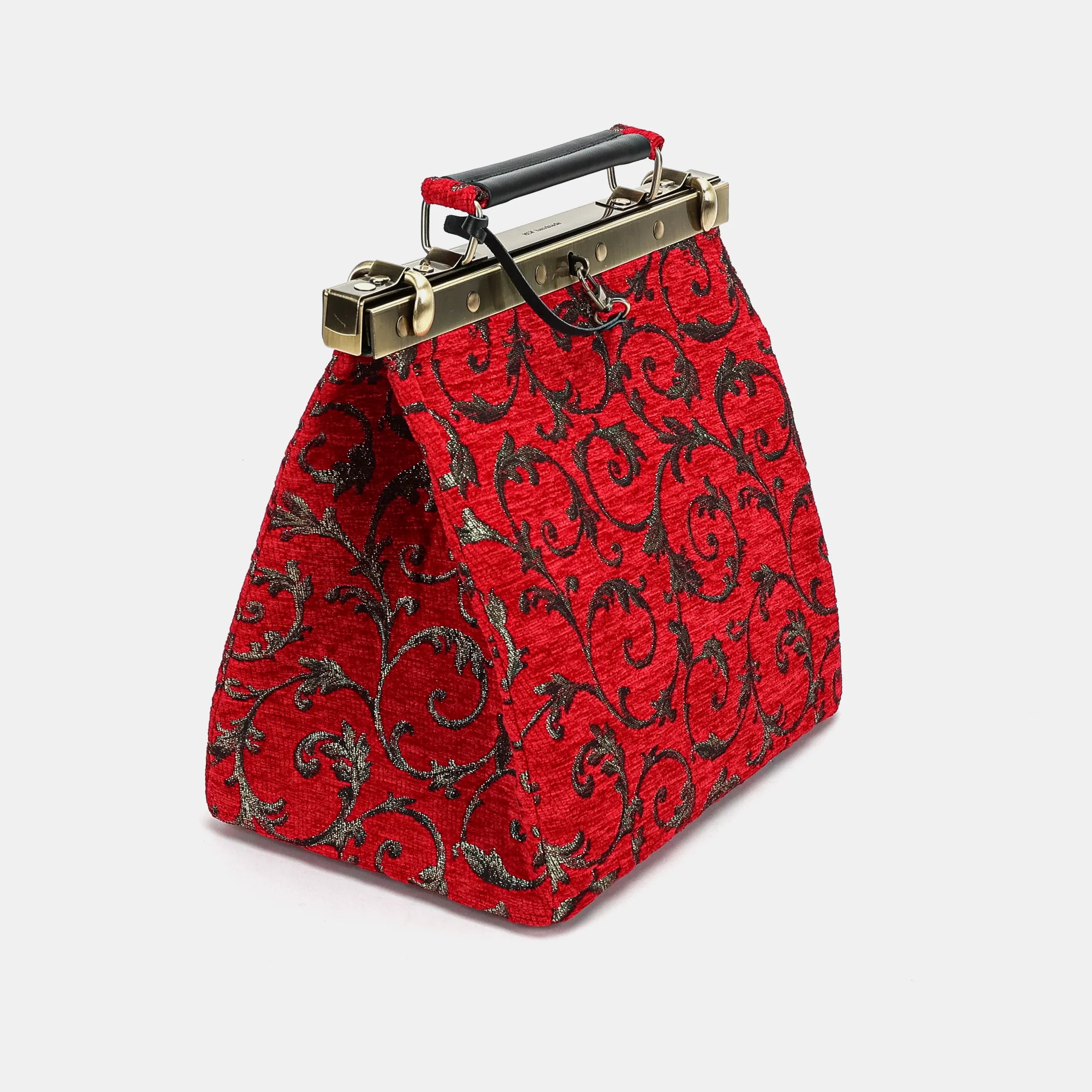 Vintage Scroll Red Cecile Carpet Purse Gladstone Bag of America side