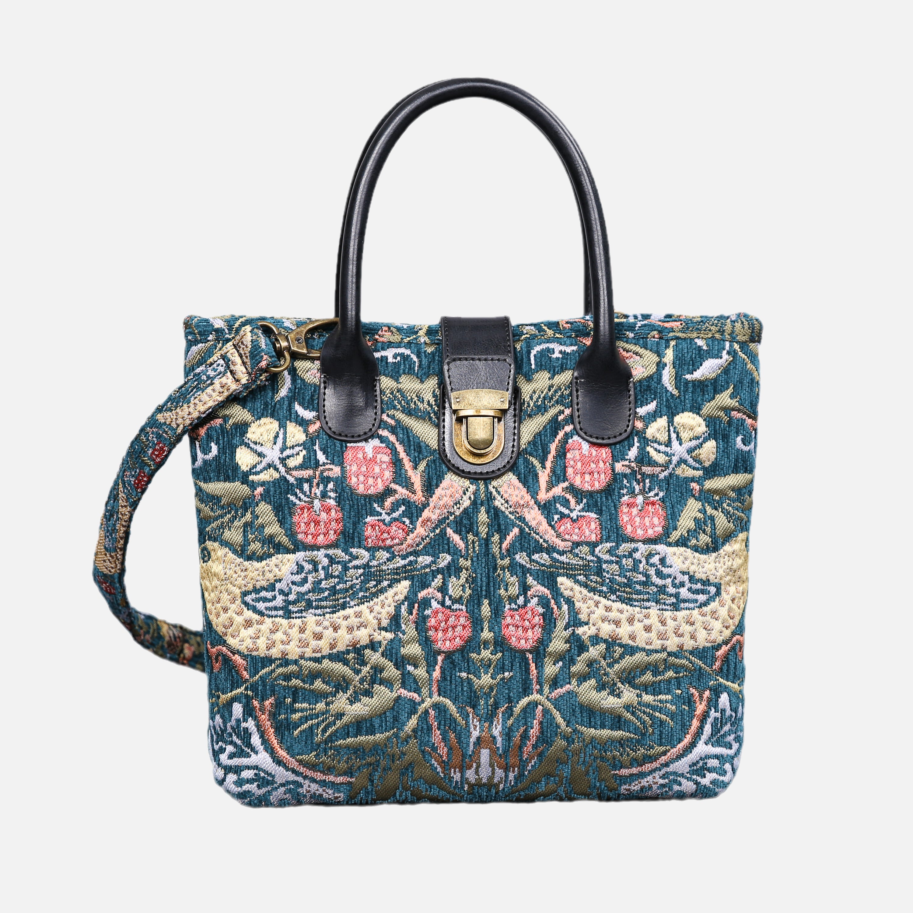 William Morris Strawberry Thief Tuck Lock Carpet Satchel carpet bag MCW Handmade