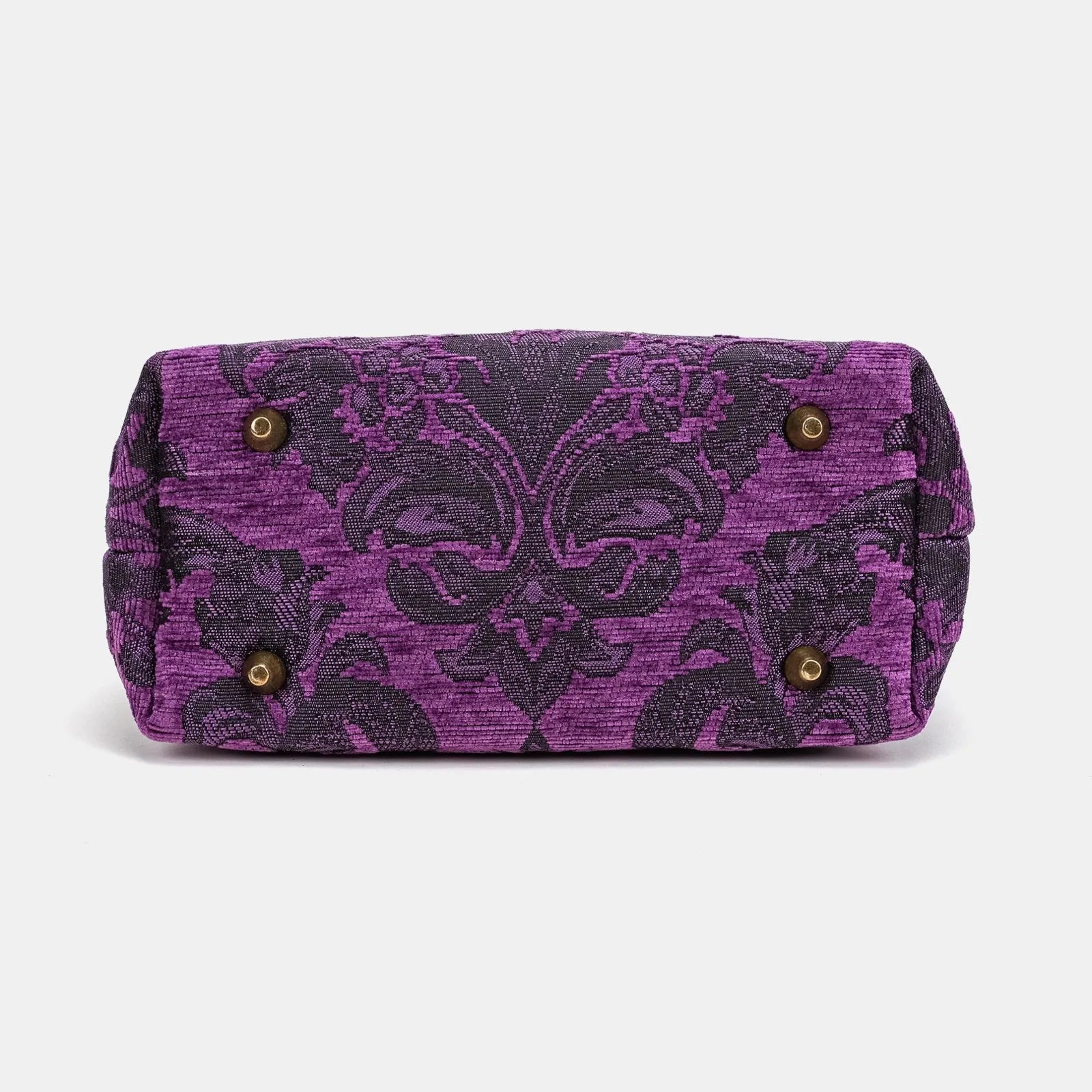 Victorian Blossom Purple Tuck Lock Carpet Satchel of America bottom
