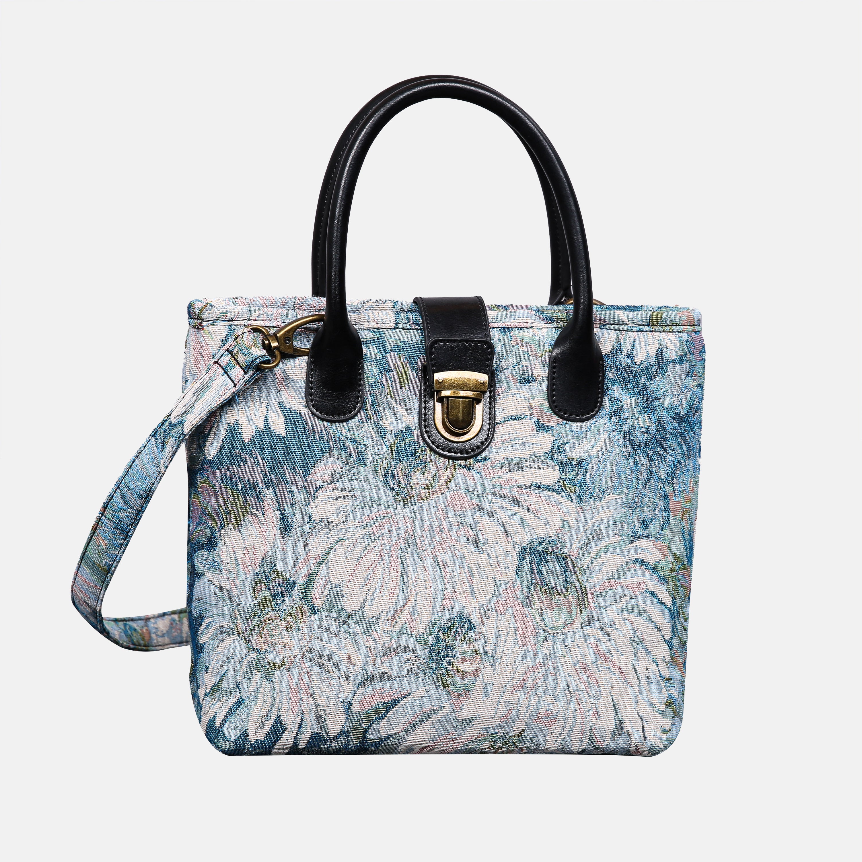 Blooming Daisy Blue Tuck Lock Carpet Satchel carpet bag MCW Handmade