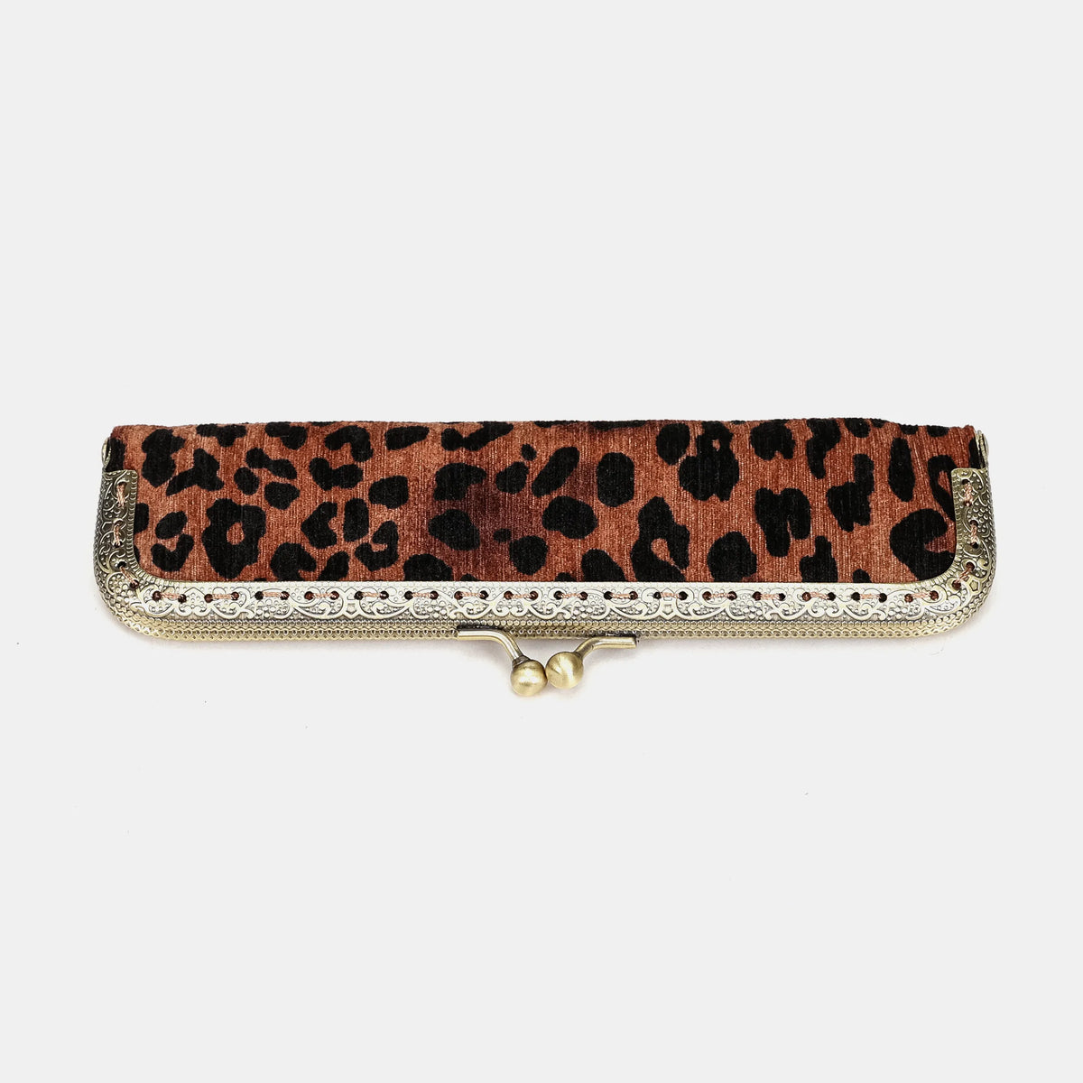 Leopard Classic Duo Pen Case Carpetbag of America metal frame