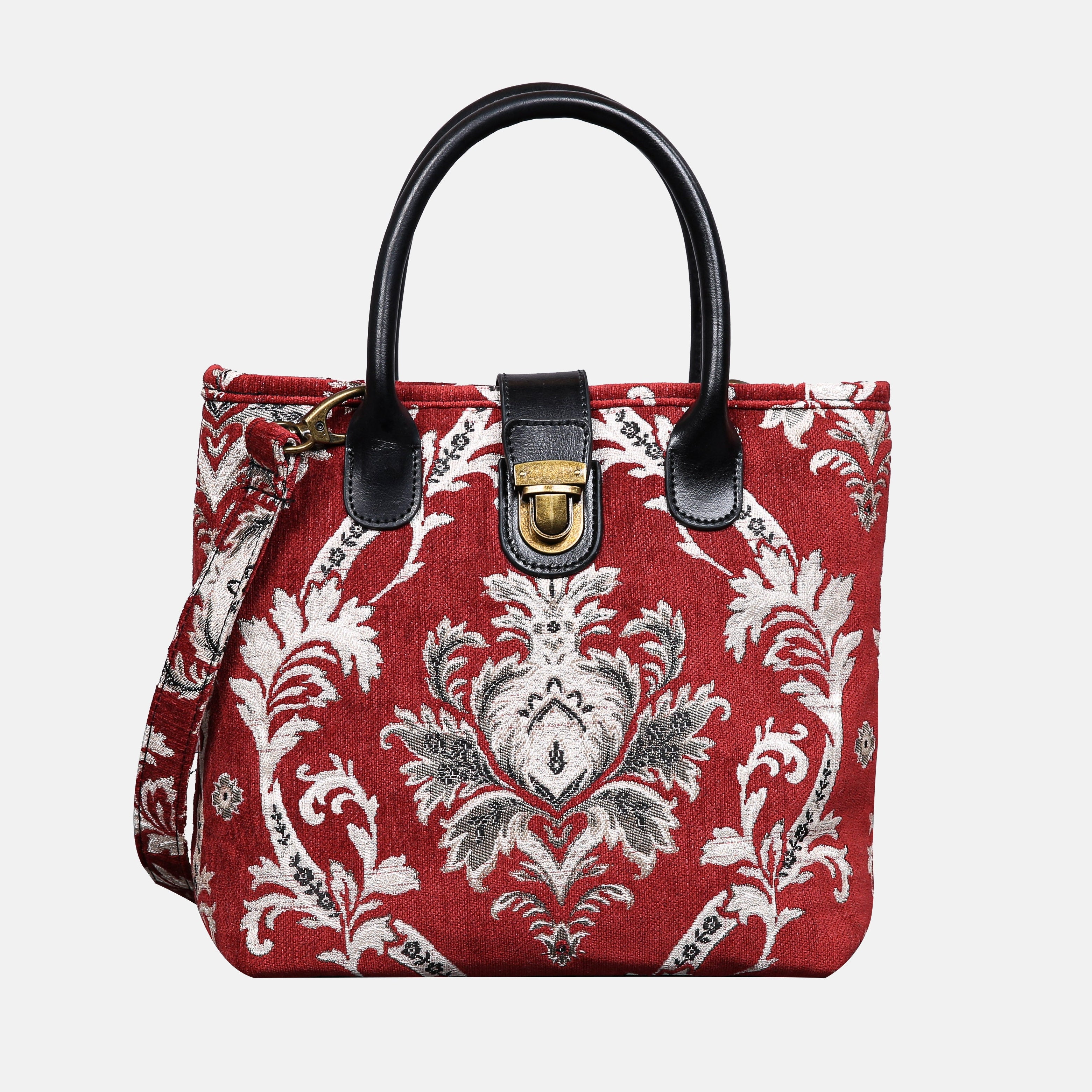 Scalamandre Elizabeth Red Tuck Lock Carpet Satchel carpet bag MCW Handmade main