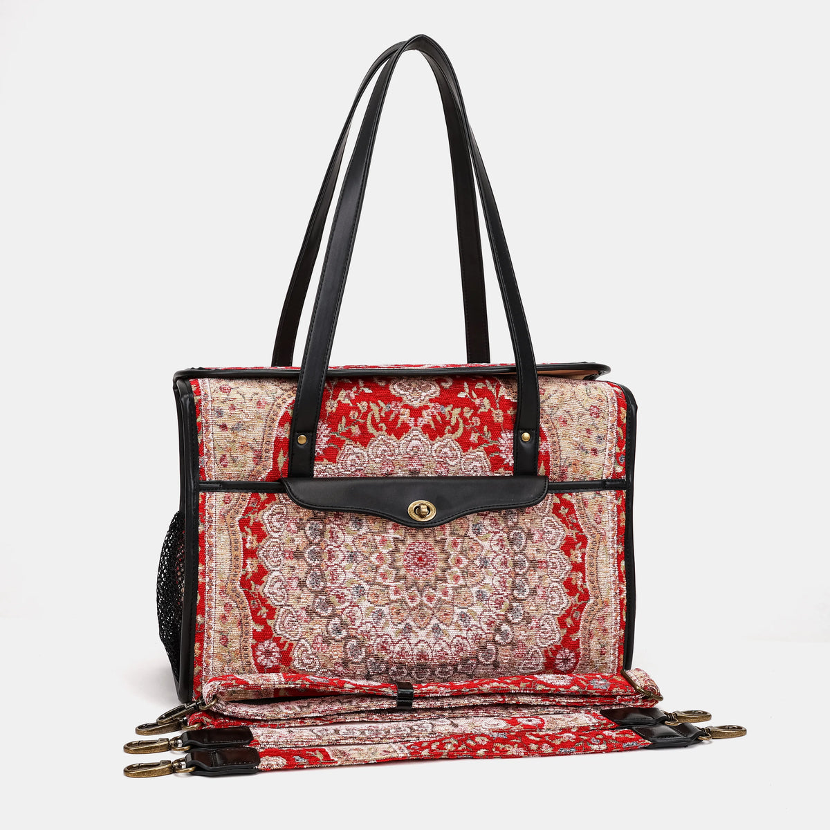 Oriental Red Vintage Carpet Diaper Bag Carpetbag of America with straps