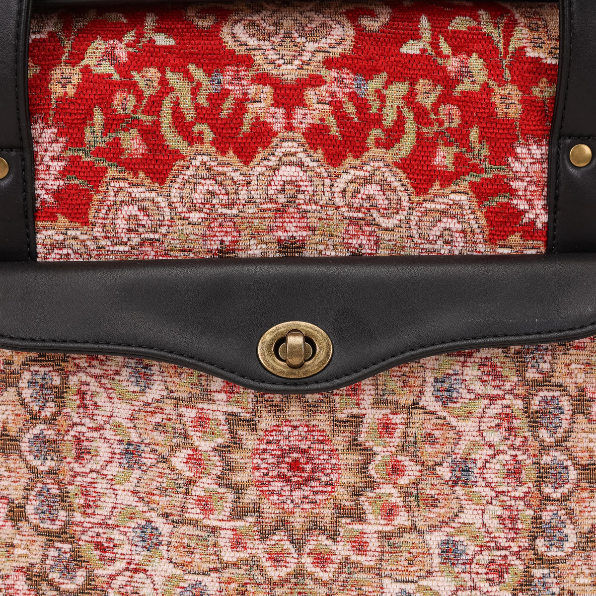 Oriental Red Vintage Carpet Diaper Bag Carpetbag of America closure