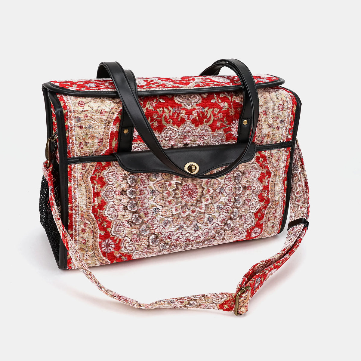 Oriental Red Vintage Carpet Diaper Bag Carpetbag of America with strap