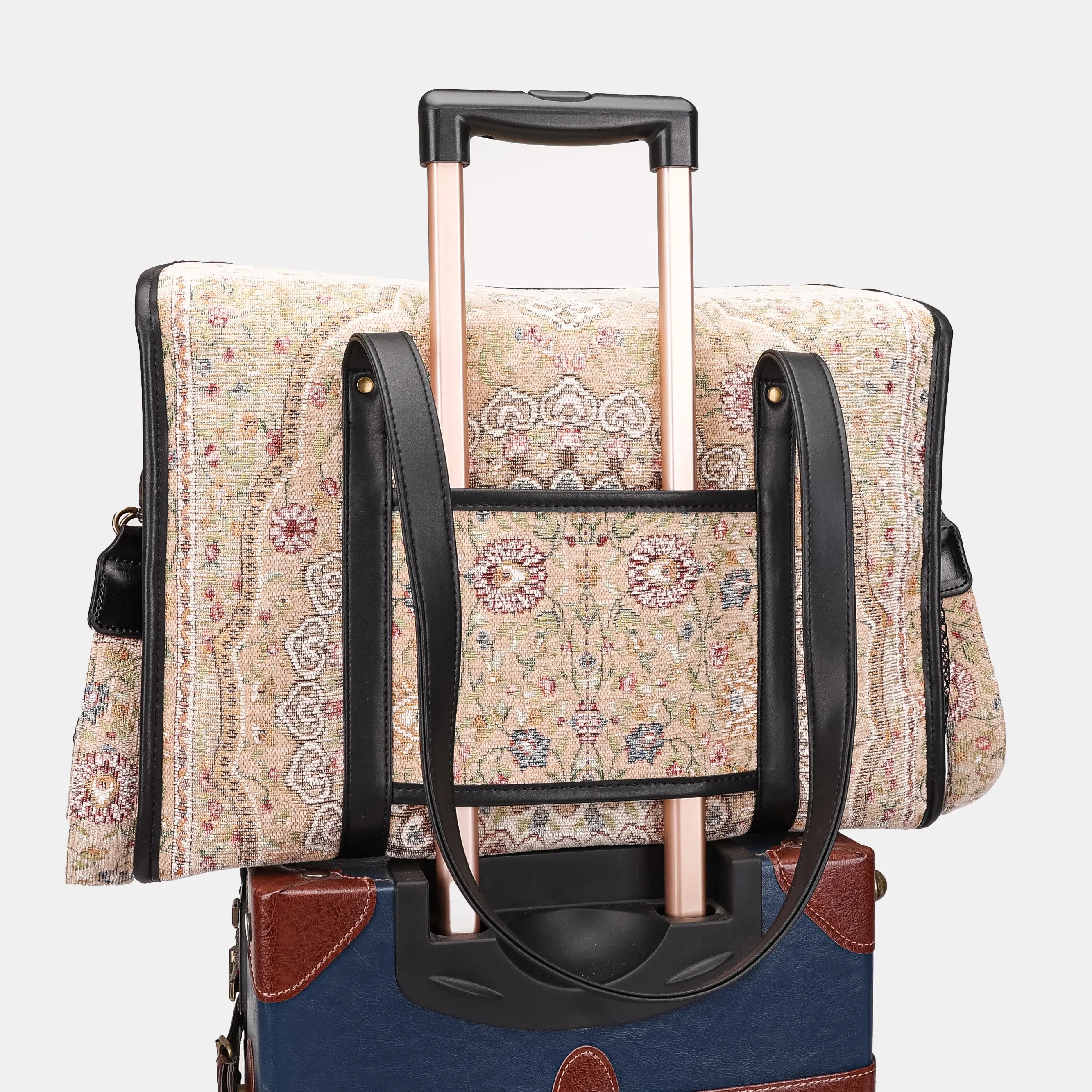 Oriental Beige Vintage Carpet Diaper Bag Carpetbag of America luggage sleeve