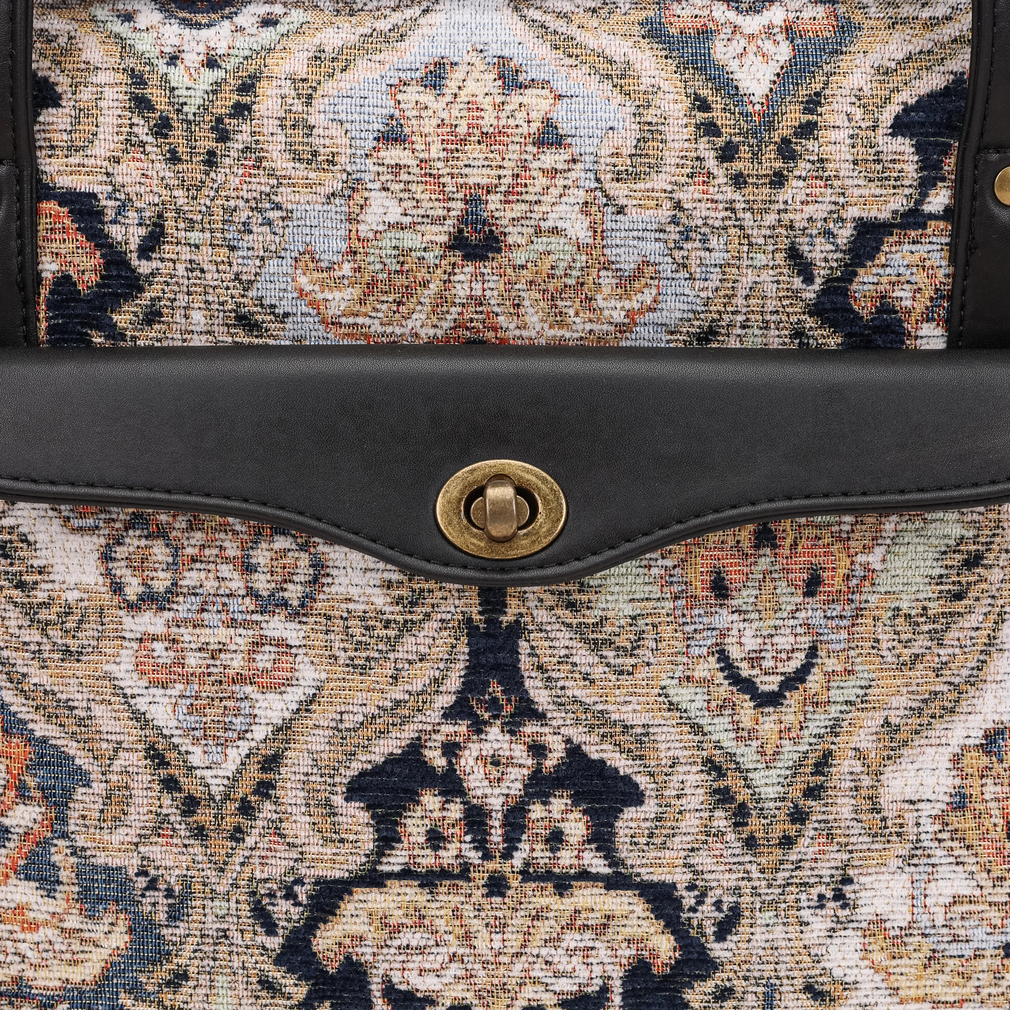Golden Age Navy Vintage Carpet Diaper Bag Carpetbag of America closure